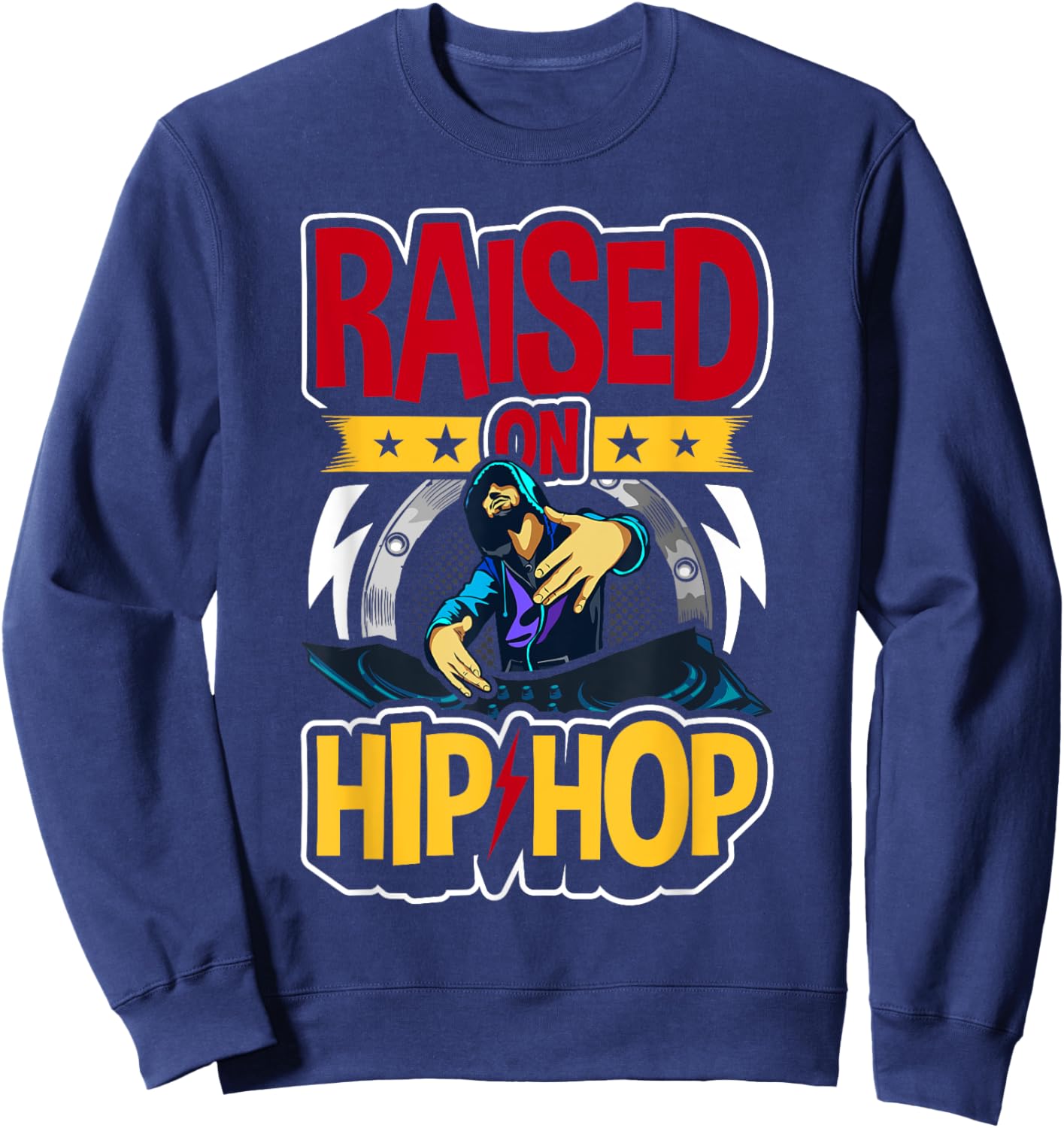 Raised On Hip Hop 50th Anniversary DJ 1973-2023 90s Rap Sweatshirt - Sweatshirt | Navy