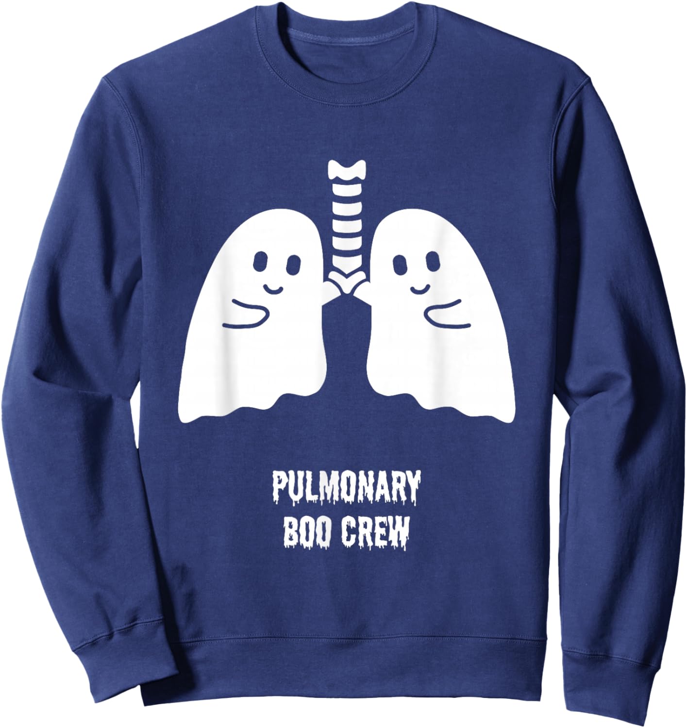pulmonary boo crew cute doctor nurse Halloween ghost nursing Sweatshirt - Sweatshirt | Navy