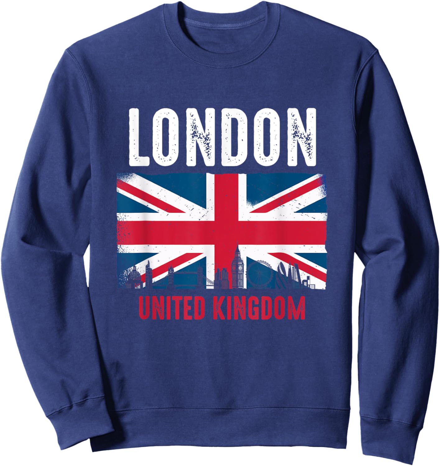 London England United Kingdom Flag Vintage UK British City Sweatshirt - Sweatshirt | Navy