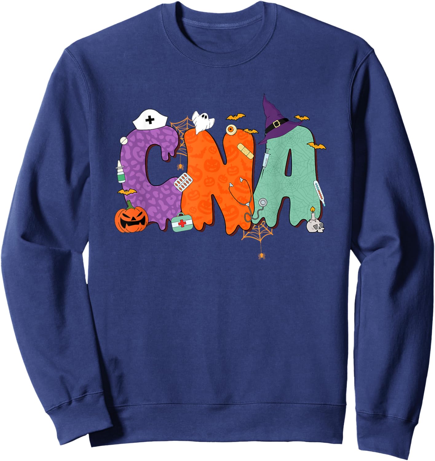 Halloween CNA Certified Nurse Assistant Nursing Aide Staff Sweatshirt - Sweatshirt | Navy