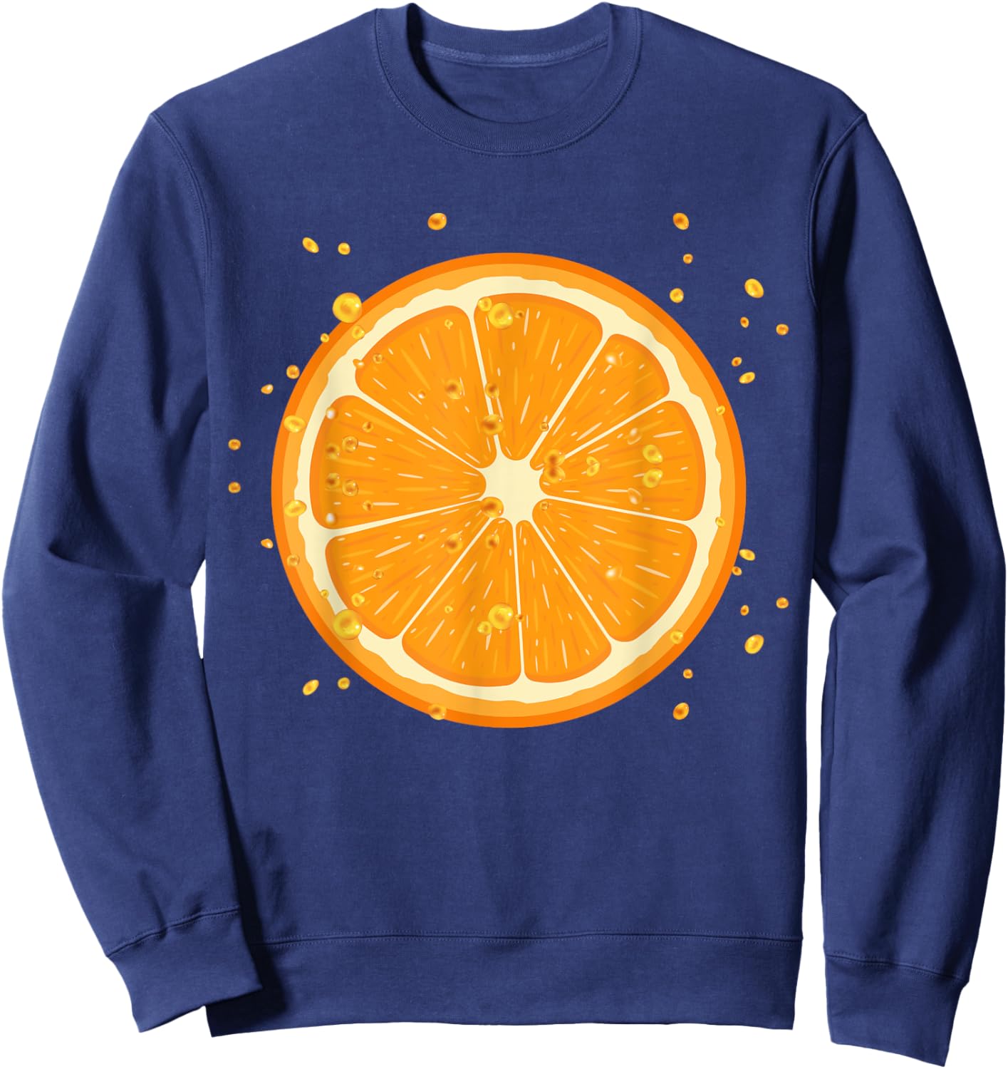 Orange Slice Fruit Costume Cute Orange Fruit Sliced Funny Sweatshirt - Sweatshirt | Navy
