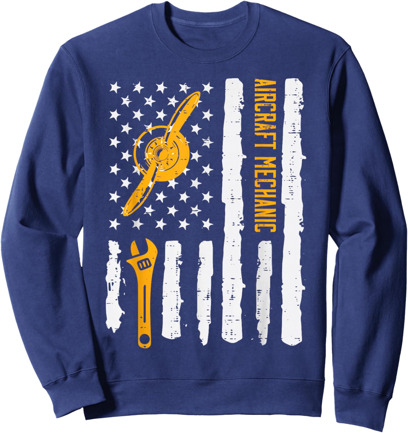 Aircraft Mechanic US Flag 4th Of July Patriot Men Women Kids Sweatshirt - Sweatshirt | Navy