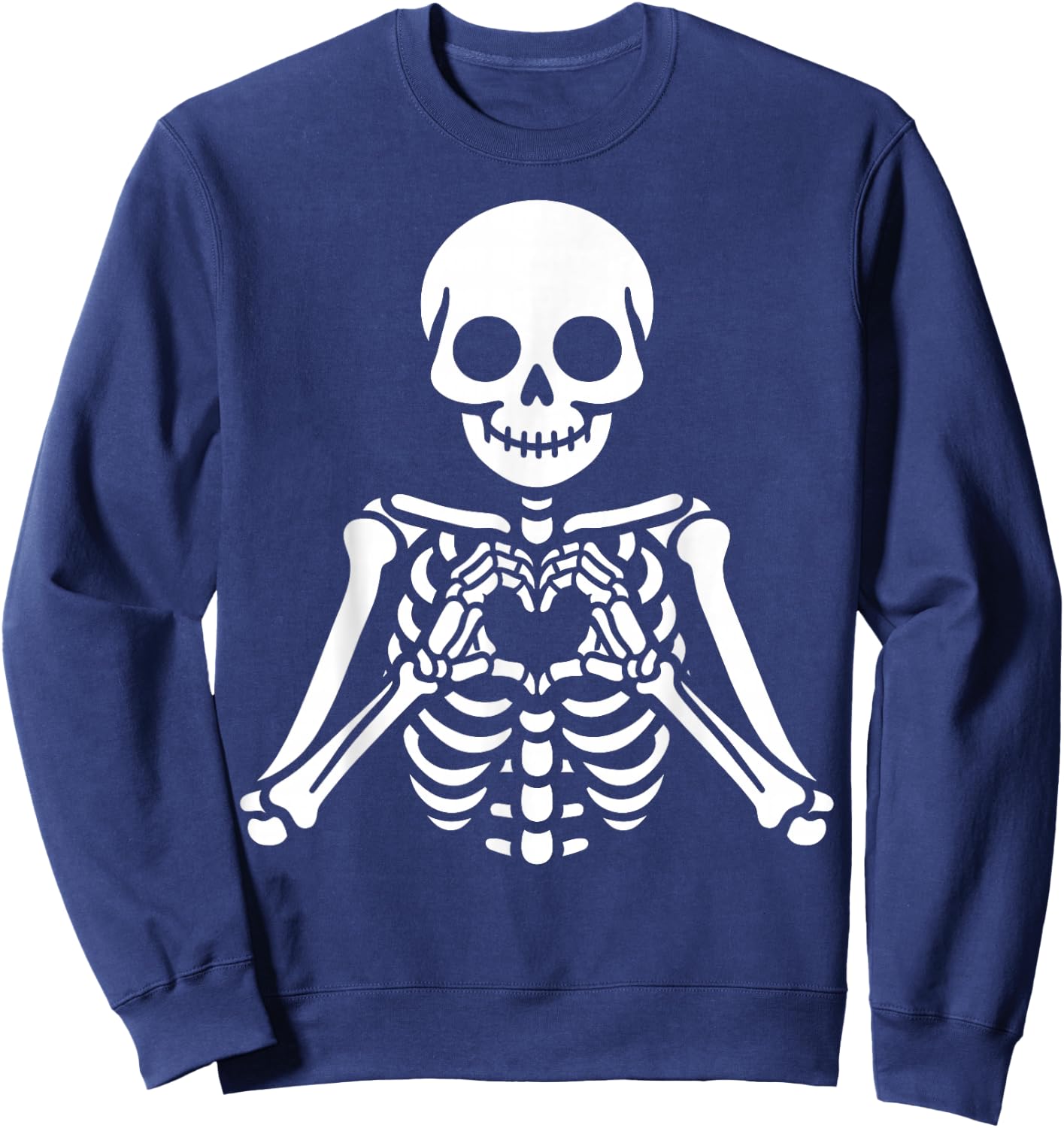 Skeleton Hands Heart Sign Retro Halloween Skeleton Hand Sign Sweatshirt - Sweatshirt | Navy