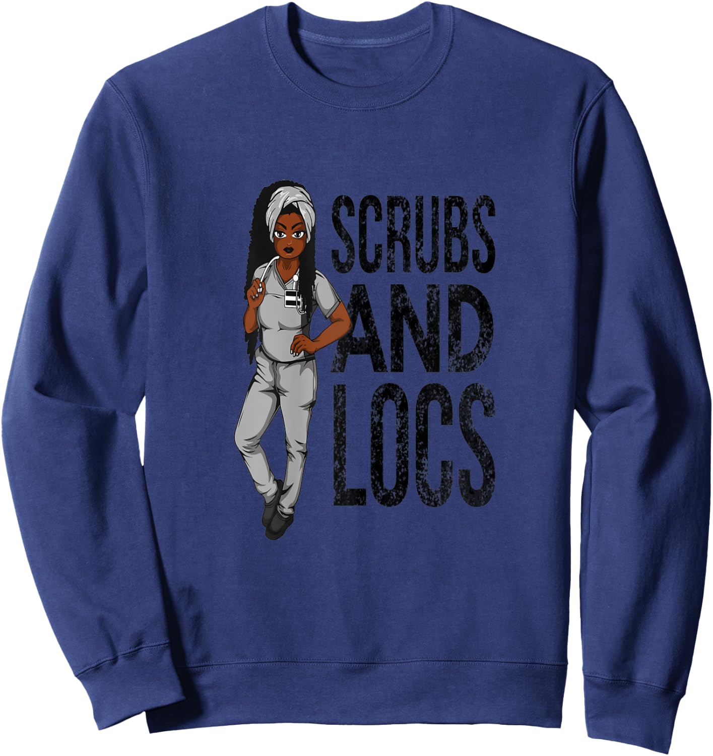 Dreadlocks Nurse African American Black Locs Natural Hair Sweatshirt - Sweatshirt | Navy