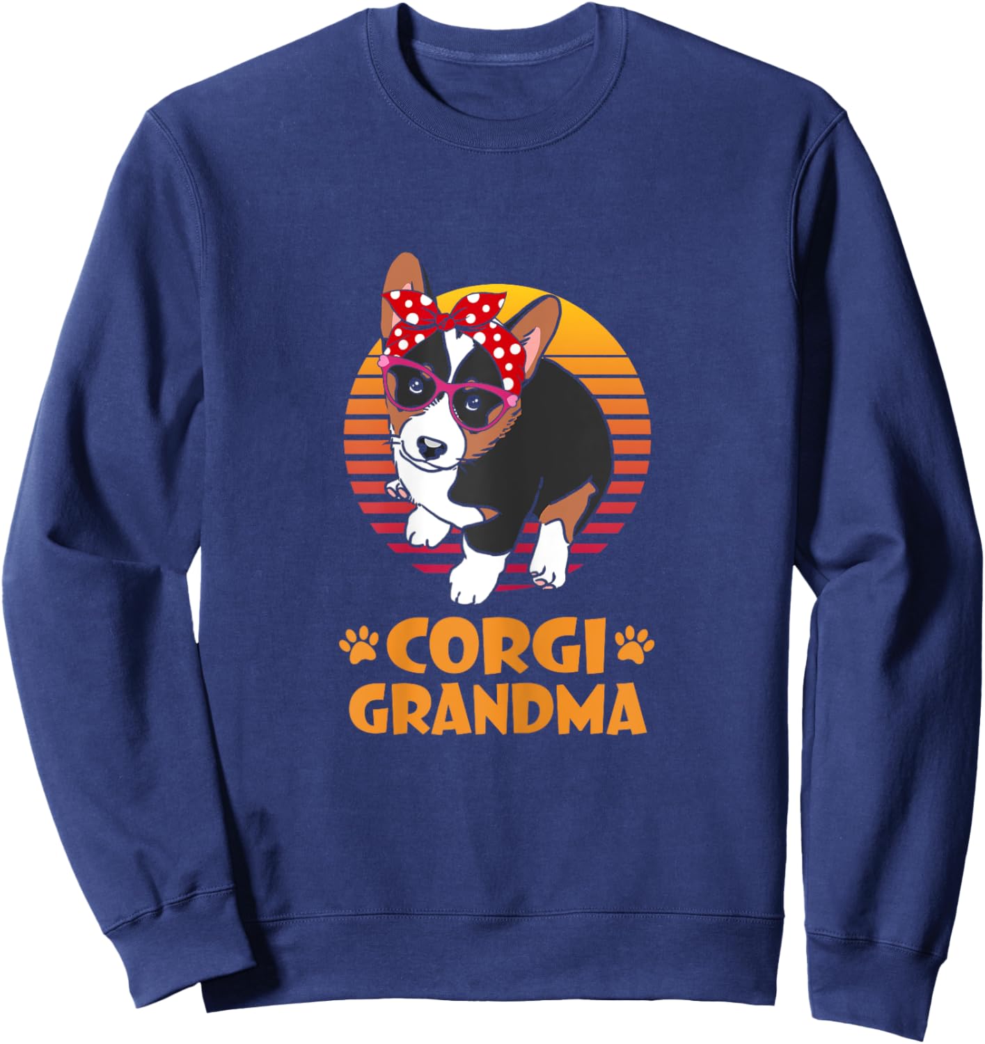 Retro Bandana Tricolor Corgi Dog Grandma Mothers Day Women Sweatshirt - Sweatshirt | Navy