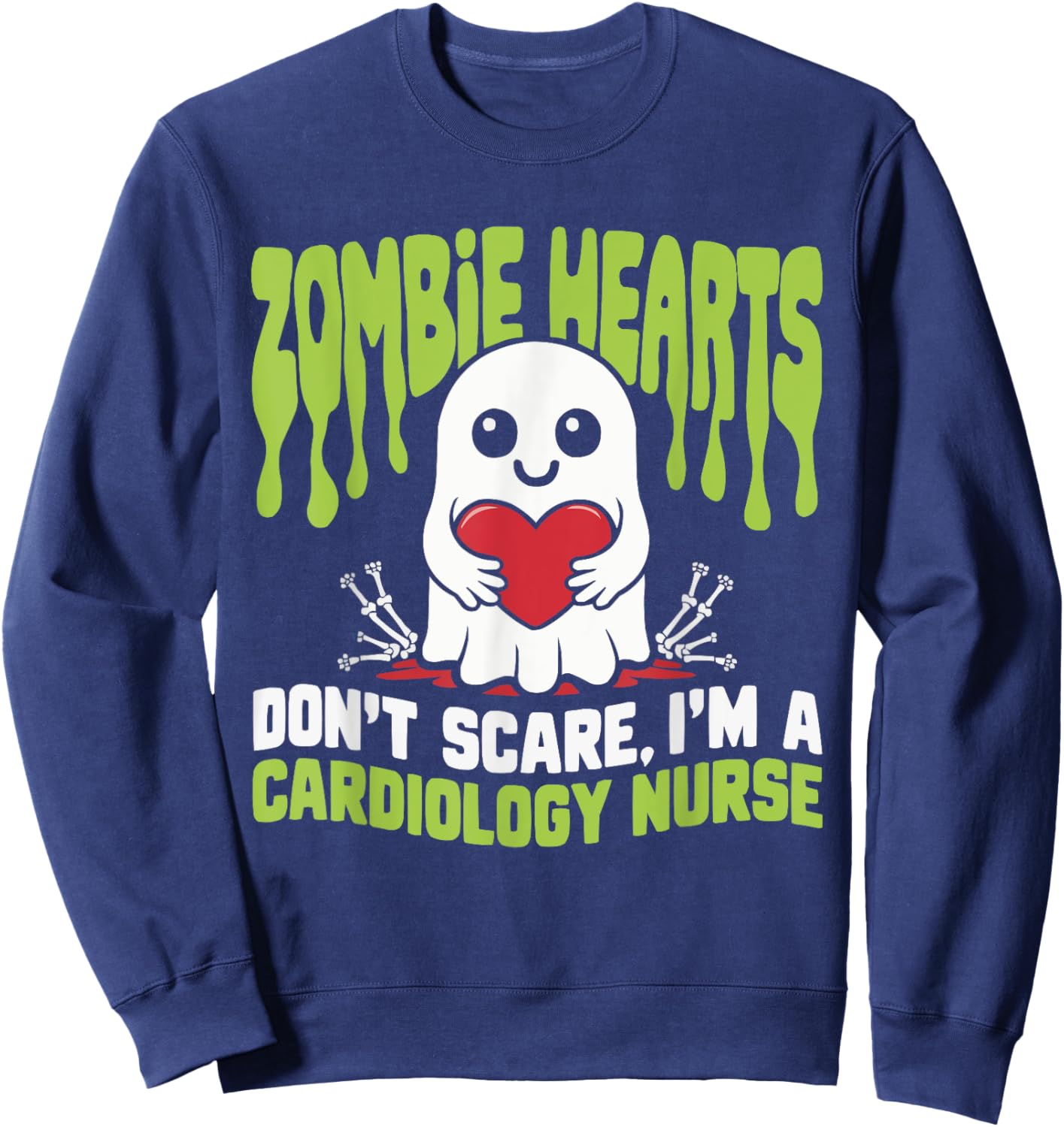 Cardiology Nurse Halloween Spooky Nursing Trick Or Treat Sweatshirt - Sweatshirt | Navy