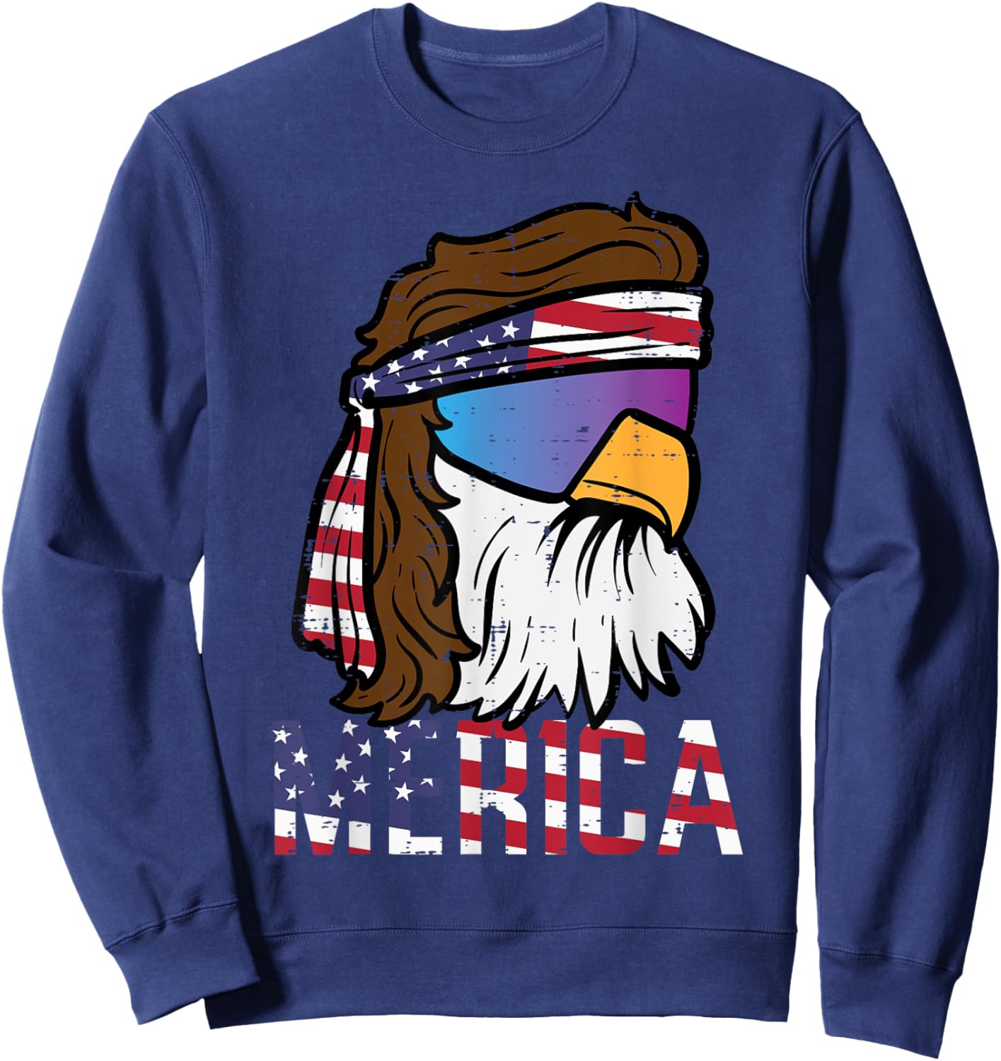 4th July Eagle Mullet Merica Flag Patriotic Men Women Kids Sweatshirt - Sweatshirt | Navy