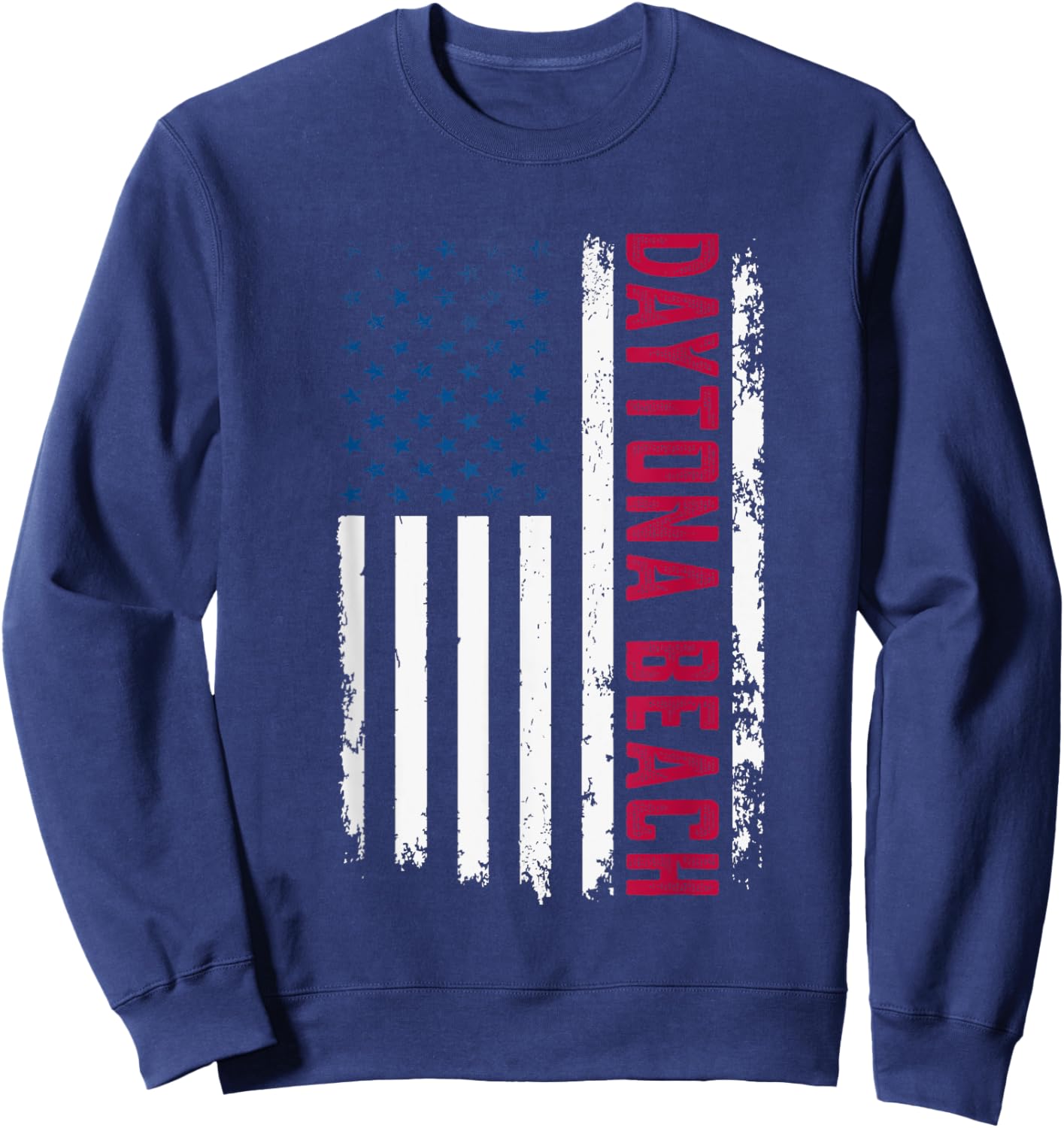 Daytona Beach USA Flag Patriotic American Daytona Beach Men Sweatshirt - Sweatshirt | Navy