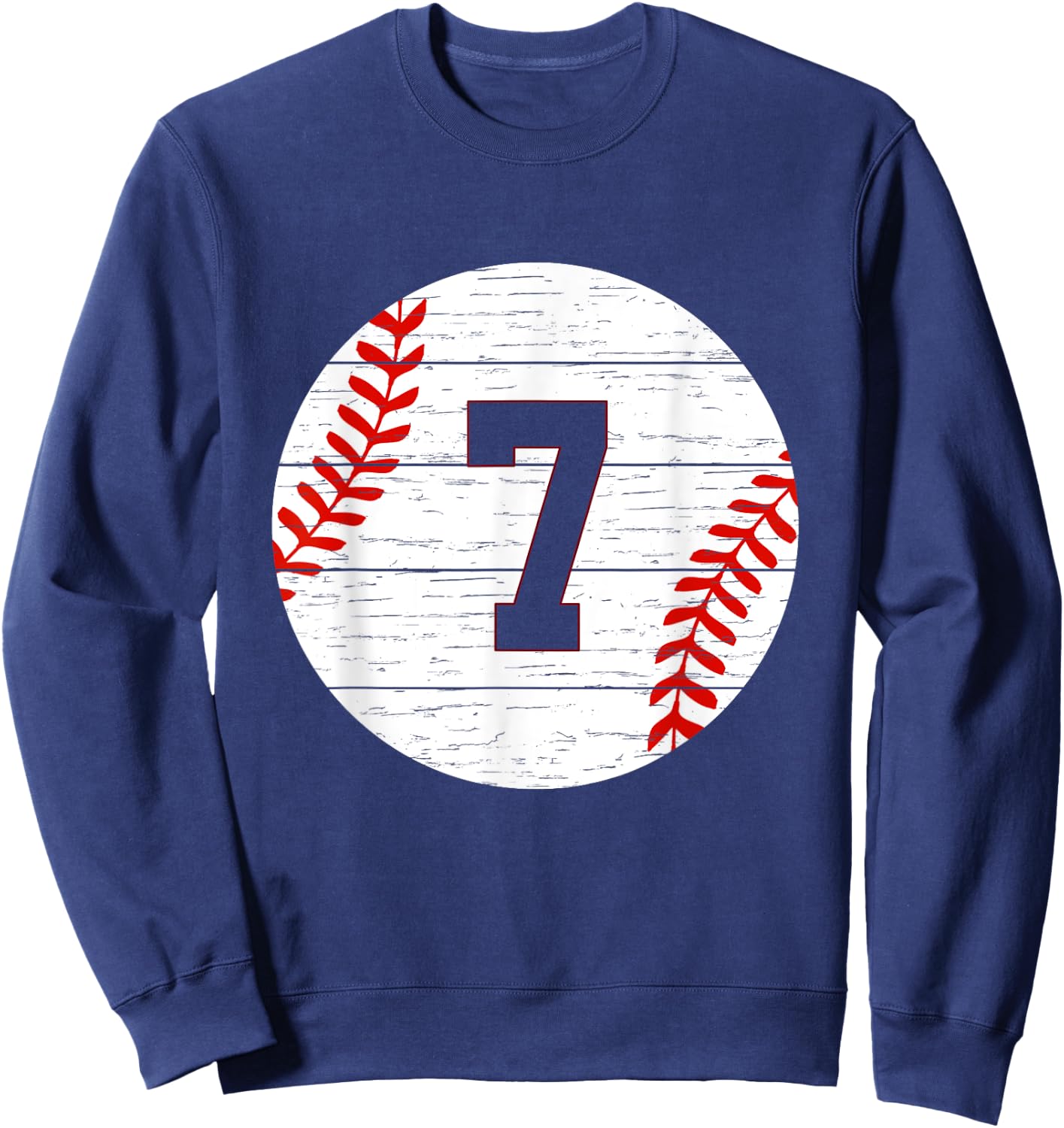 Baseball Number #7 Ball Vintage for Baseball Players Gift Sweatshirt - Sweatshirt | Navy