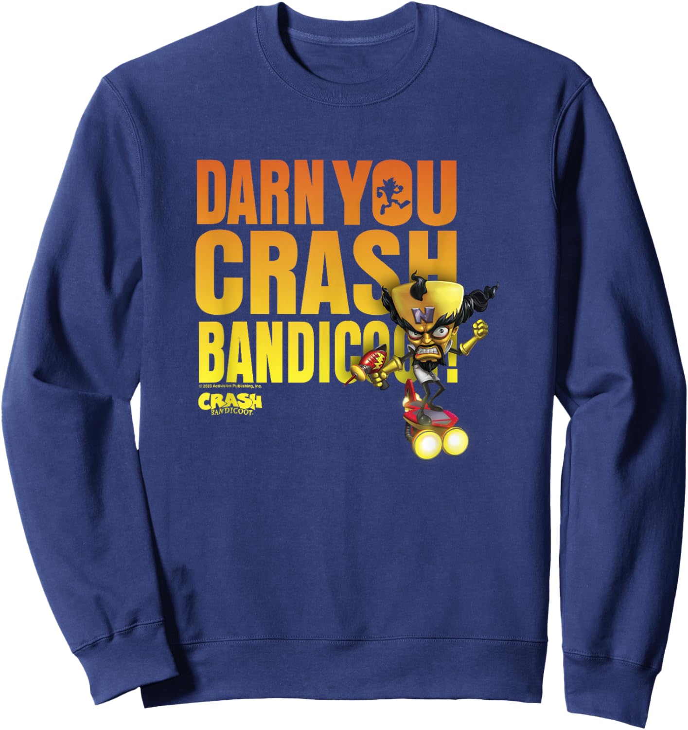 Crash Bandicoot Dr. Neo Cortex Darn You Crash Bandicoot Logo Sweatshirt - Sweatshirt | Navy