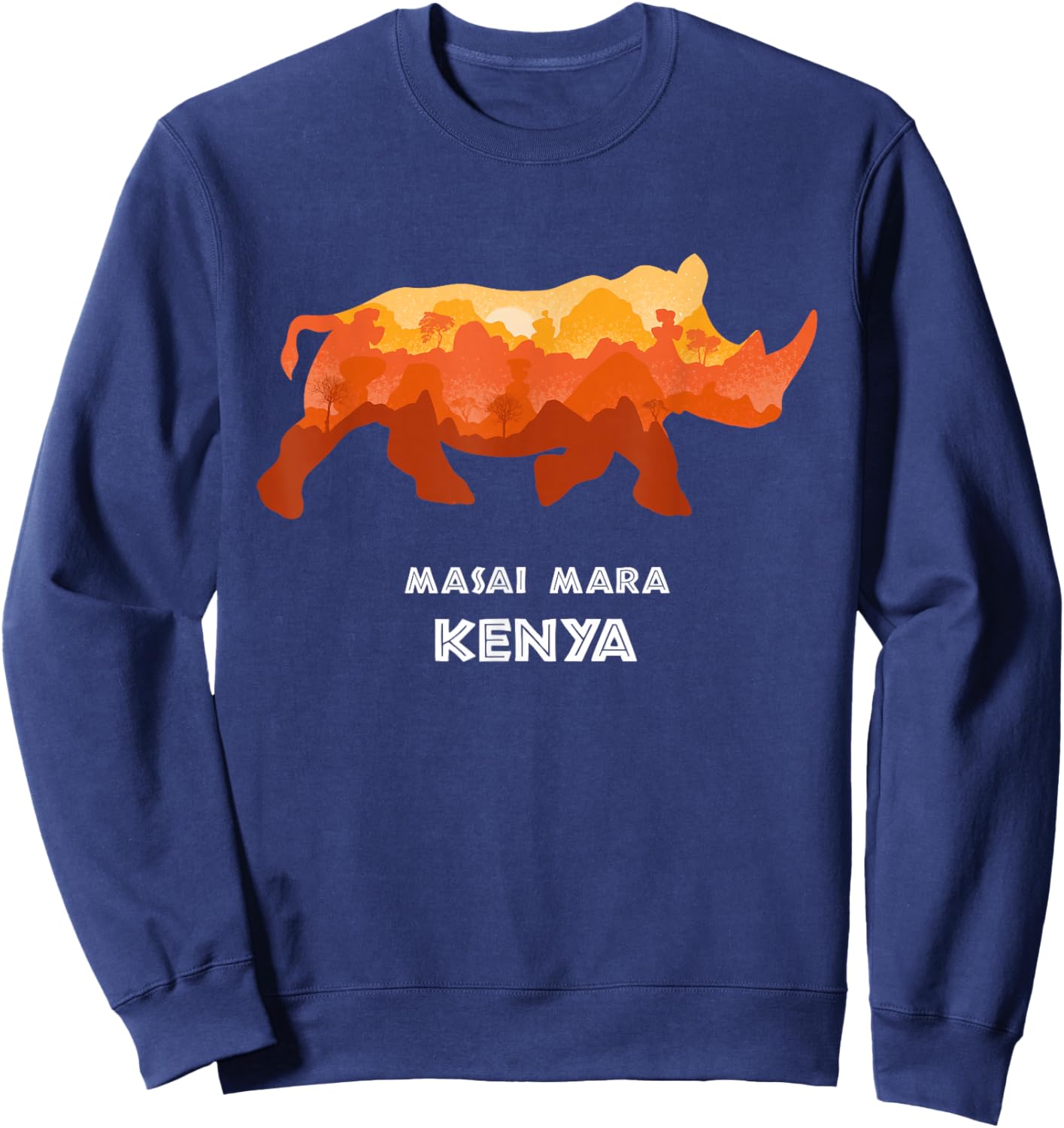 Masai Mara, Kenya Safari National Park Game Reserve Rhino Sweatshirt - Sweatshirt | Navy