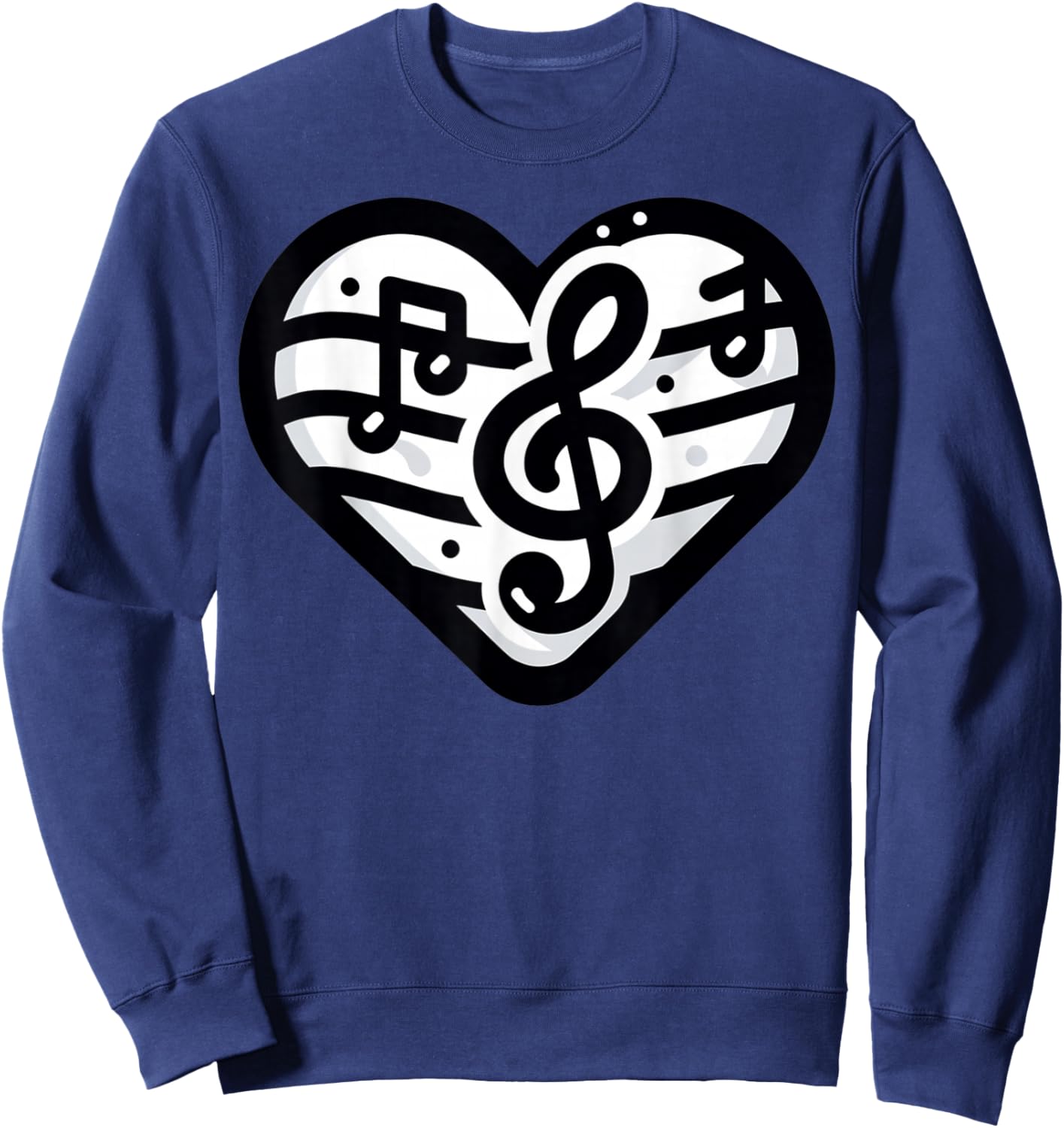 Music Notes Heart Design For Kids Love Graphics Sweatshirt - Sweatshirt | Navy