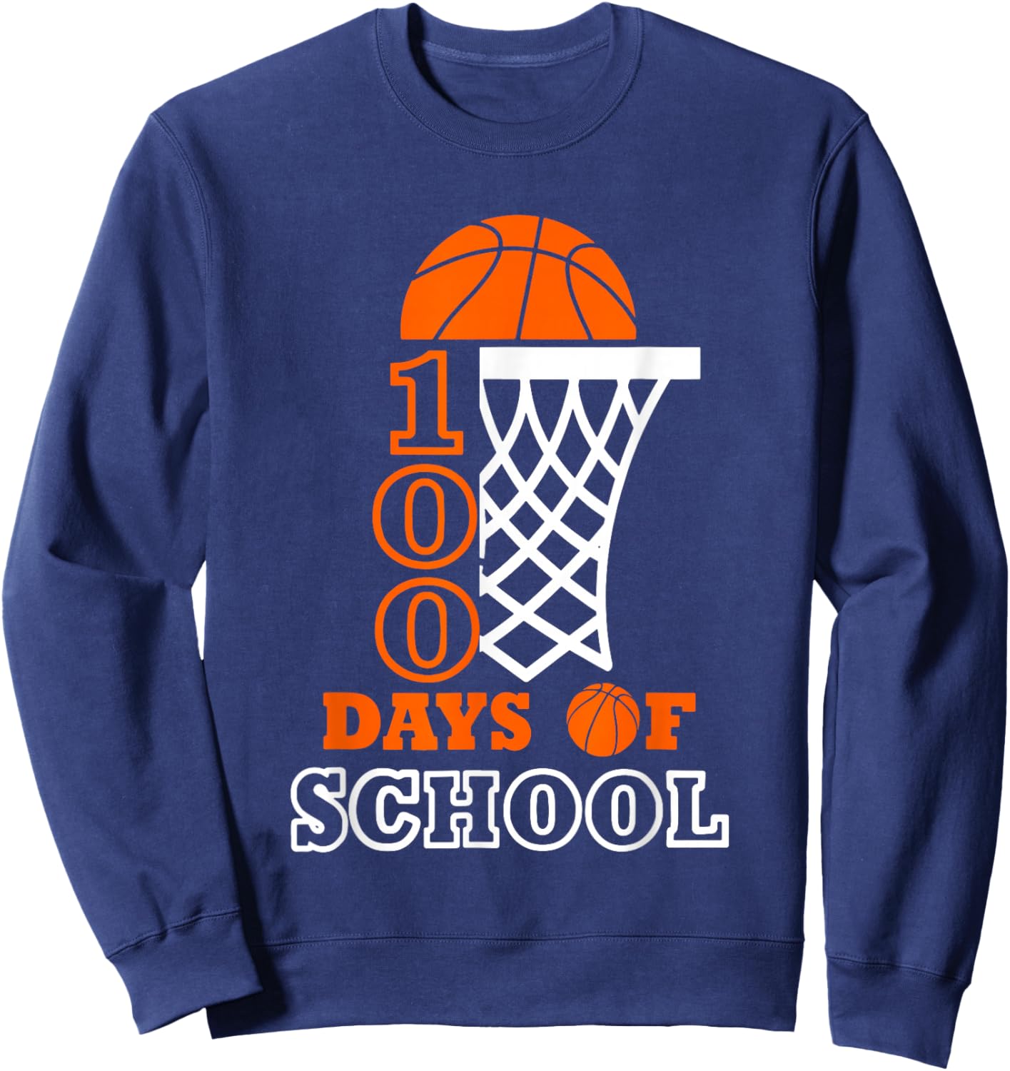 Basketball 100 Days Of School Sport 100th Day Balls Boys Kid Sweatshirt - Sweatshirt | Navy