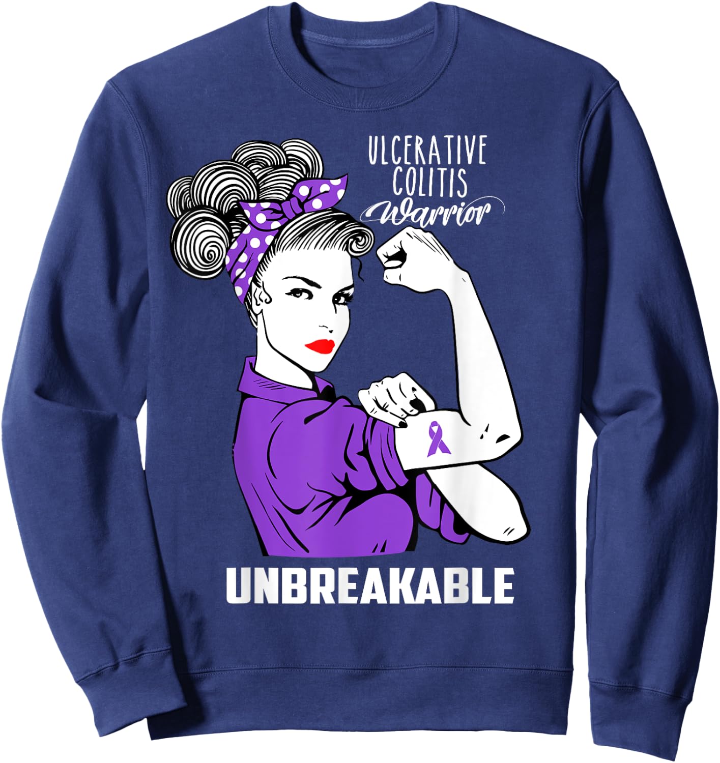 Ulcerative Colitis Warrior Unbreakable Shirt Awareness Gift Sweatshirt - Sweatshirt | Navy
