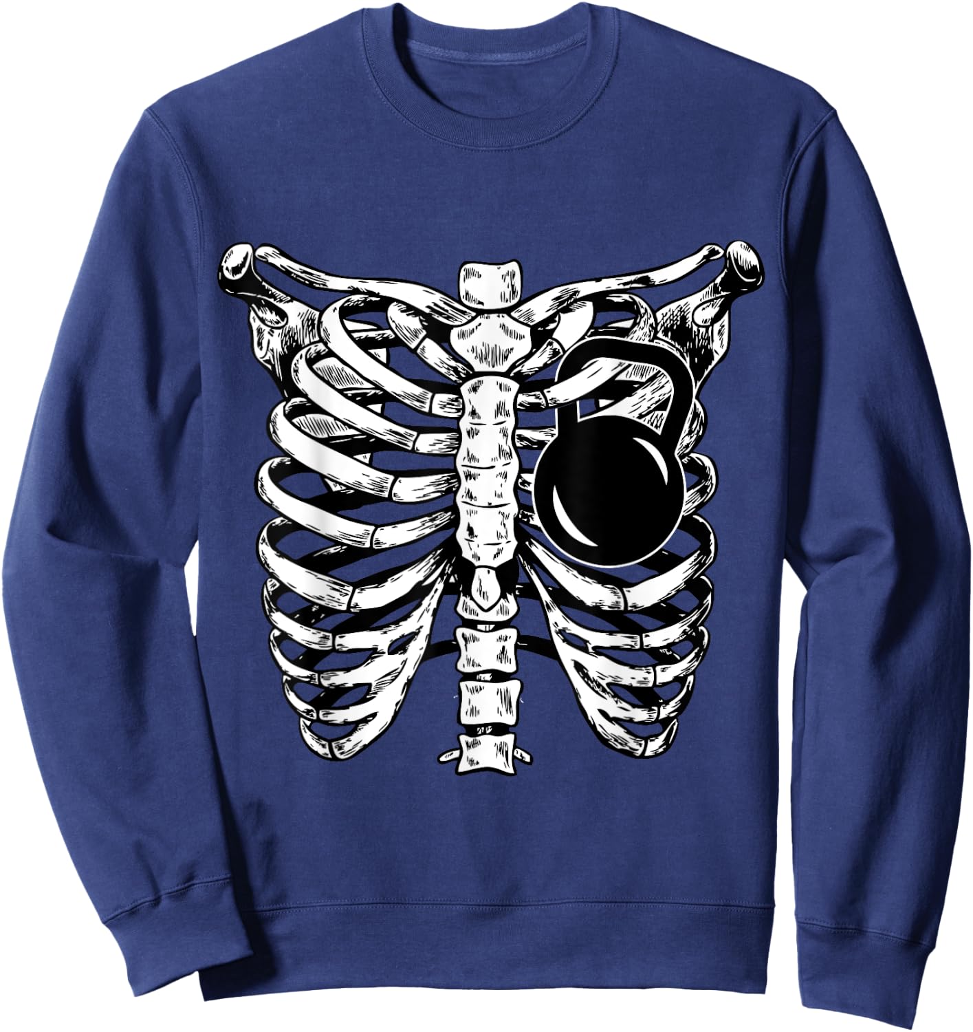 KettleBell Heart Rib Cage Workout Funny Fitness Lover Gift Sweatshirt - Sweatshirt | Navy