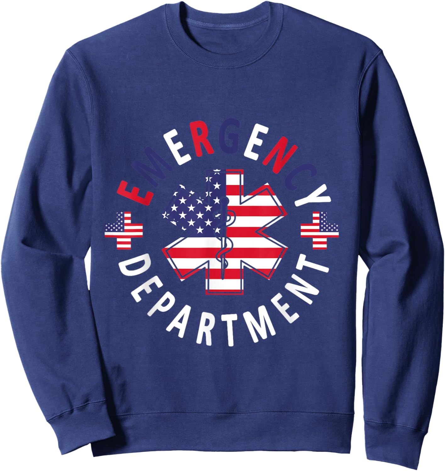Emergency Department 4th of July USA Emergency Room Nurse Sweatshirt - Sweatshirt | Navy