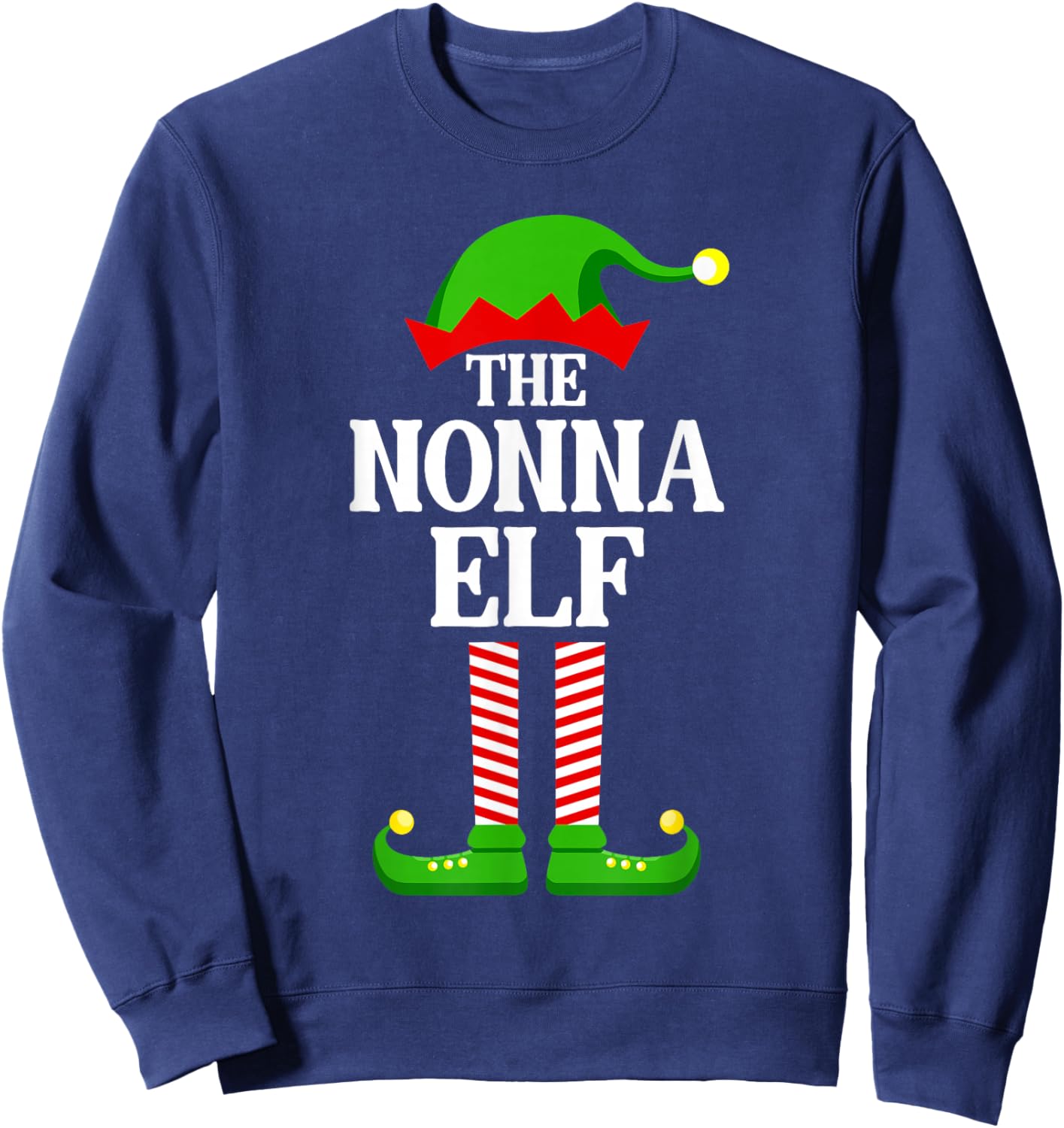Nonna Elf Family Matching Group Funny Christmas Sweatshirt - Sweatshirt | Navy