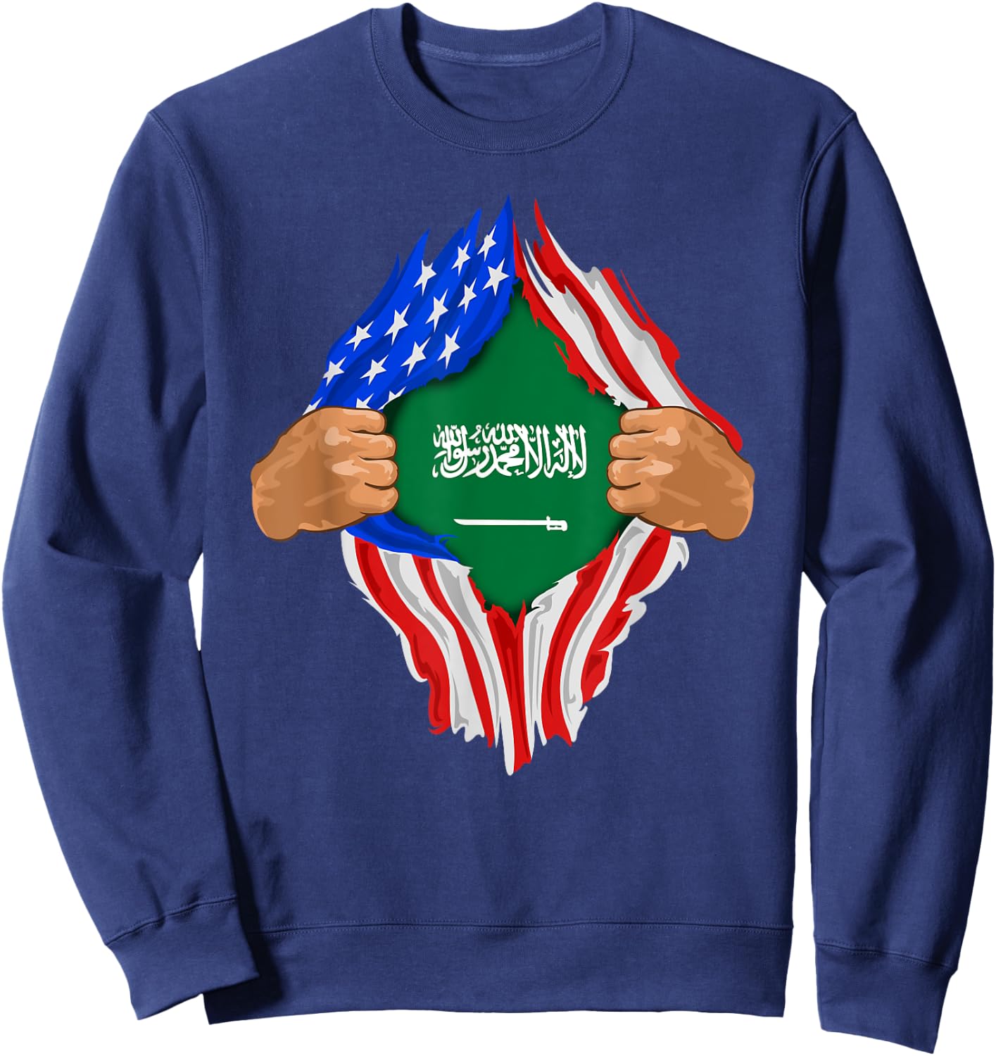 Saudi Arabian Blood Inside Me Shirt | Saudi Arabia Flag Gift Sweatshirt - Sweatshirt | Navy