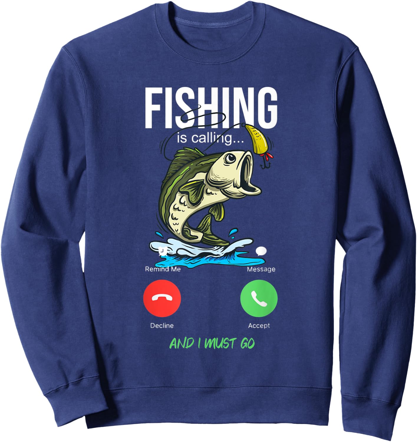 Fishing Is Calling Fishing Bass Fishing Club Sweatshirt - Sweatshirt | Navy
