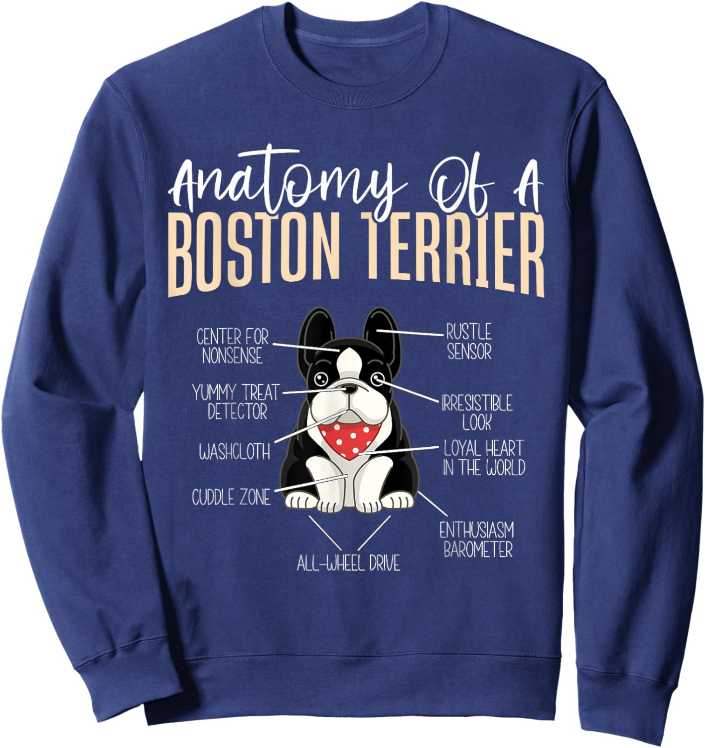Anatomy Of A Boston Terrier Sweatshirt - Sweatshirt | Navy