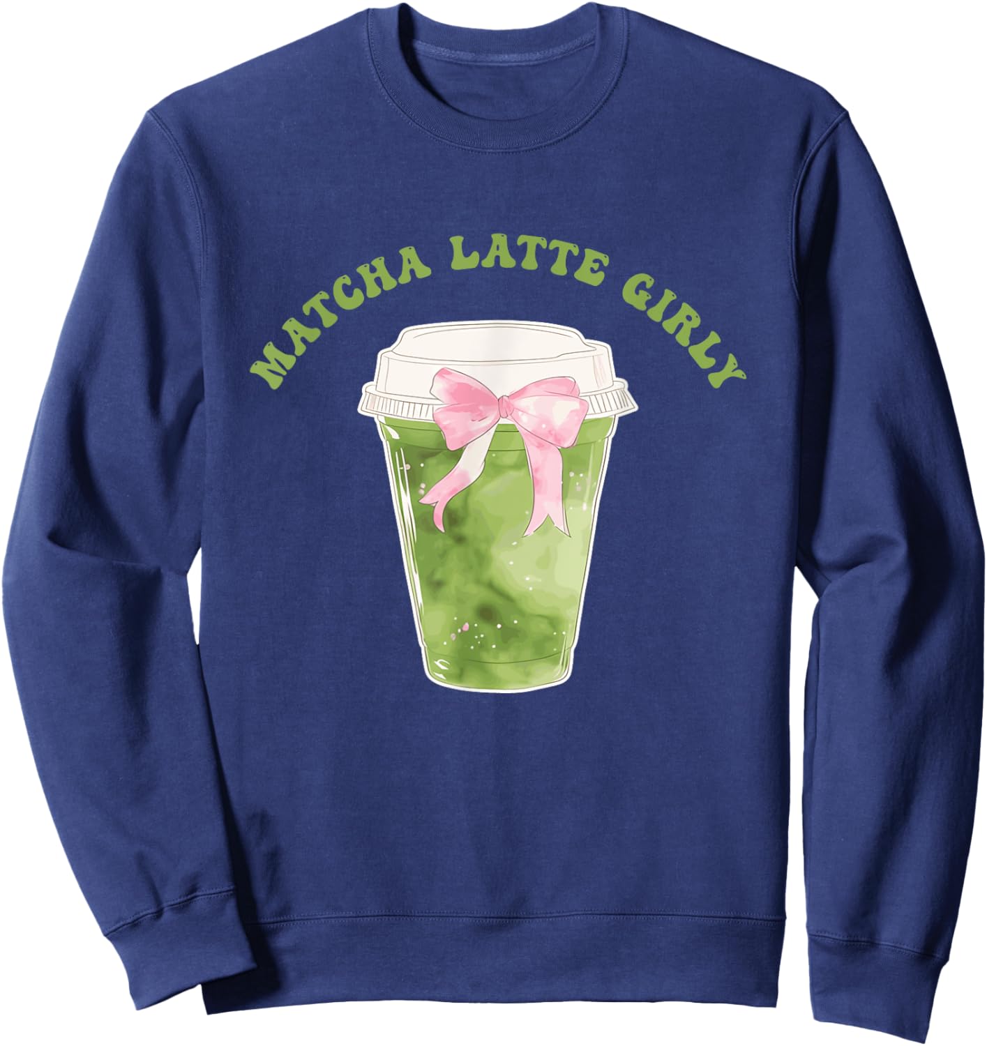 Matcha Latte Girly Matcha Latte Social Club Design Sweatshirt - Sweatshirt | Navy
