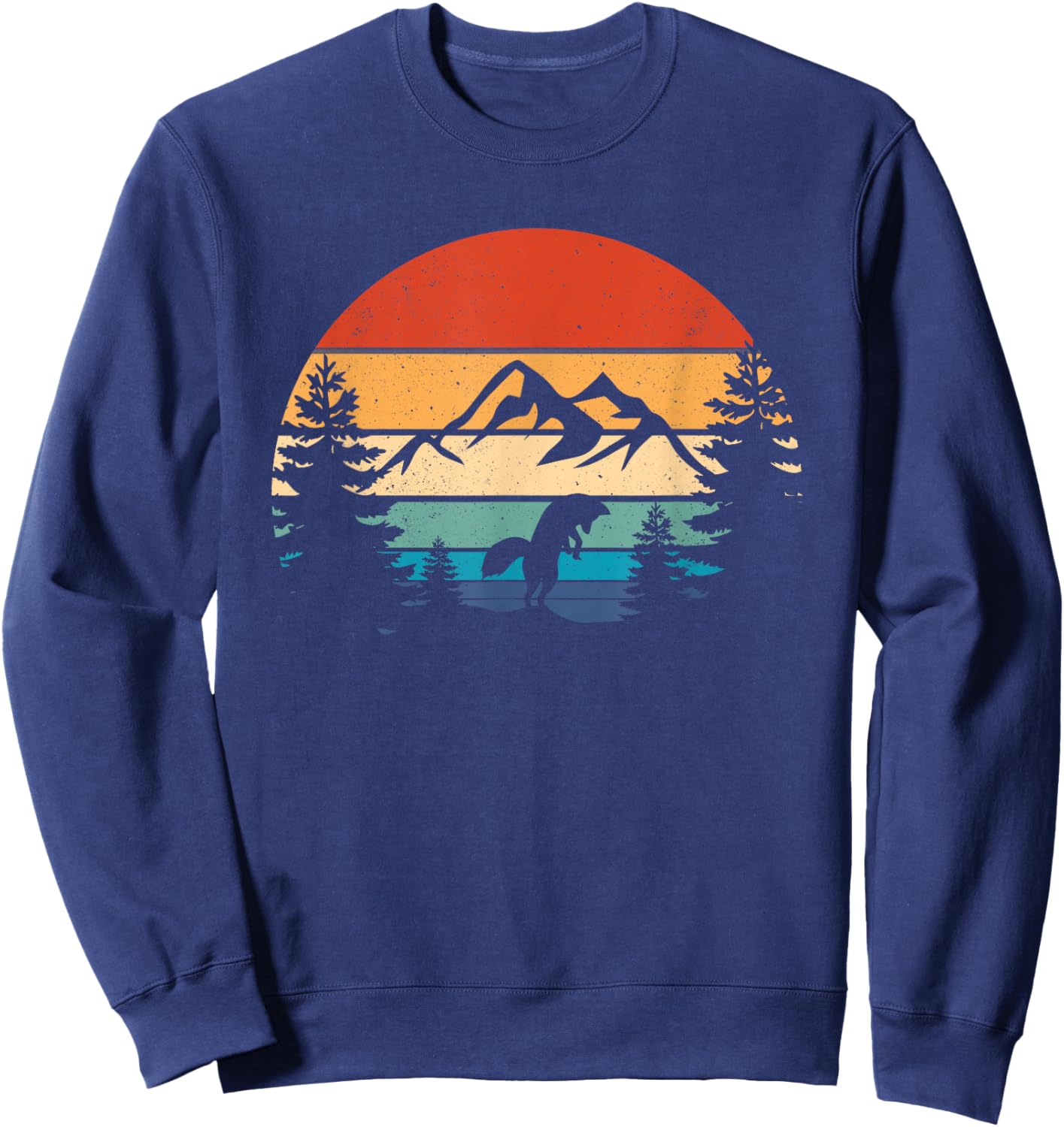 Fox Lover Wildlife Animal Vintage Fox Retro Foxes Sweatshirt - Sweatshirt | Navy