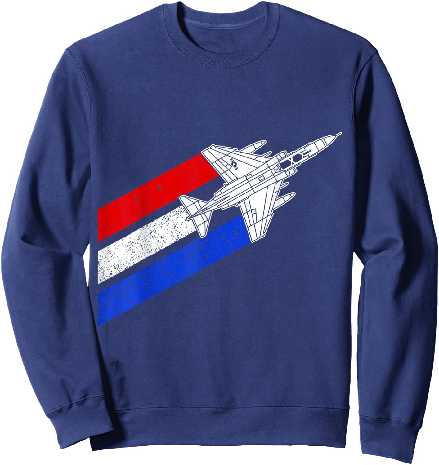 F-4 Phantom Airplane Vintage USA Contrails Red White Blue F4 Sweatshirt - Sweatshirt | Navy