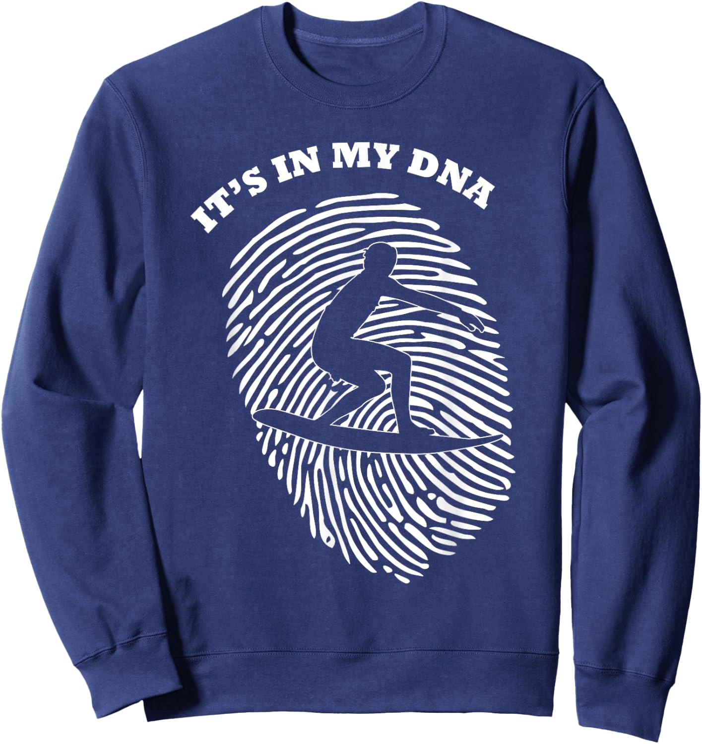It's In My DNA Surfing Wave Surfer | Fingerprint Fans Retro Sweatshirt - Sweatshirt | Navy