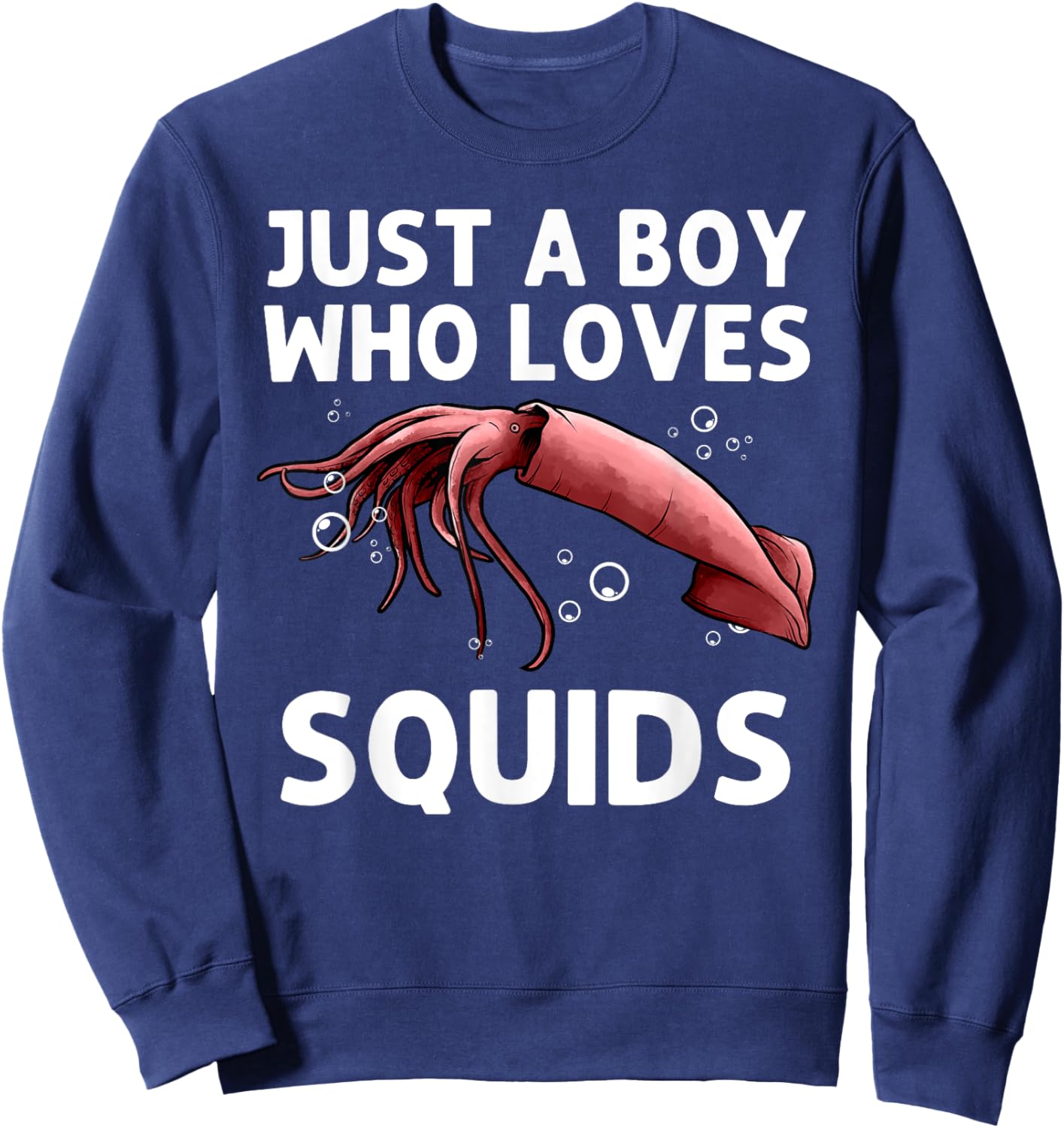 Squid Gift Boys Men Giant Squid Seafood Calamari Lovers Sweatshirt - Sweatshirt | Navy