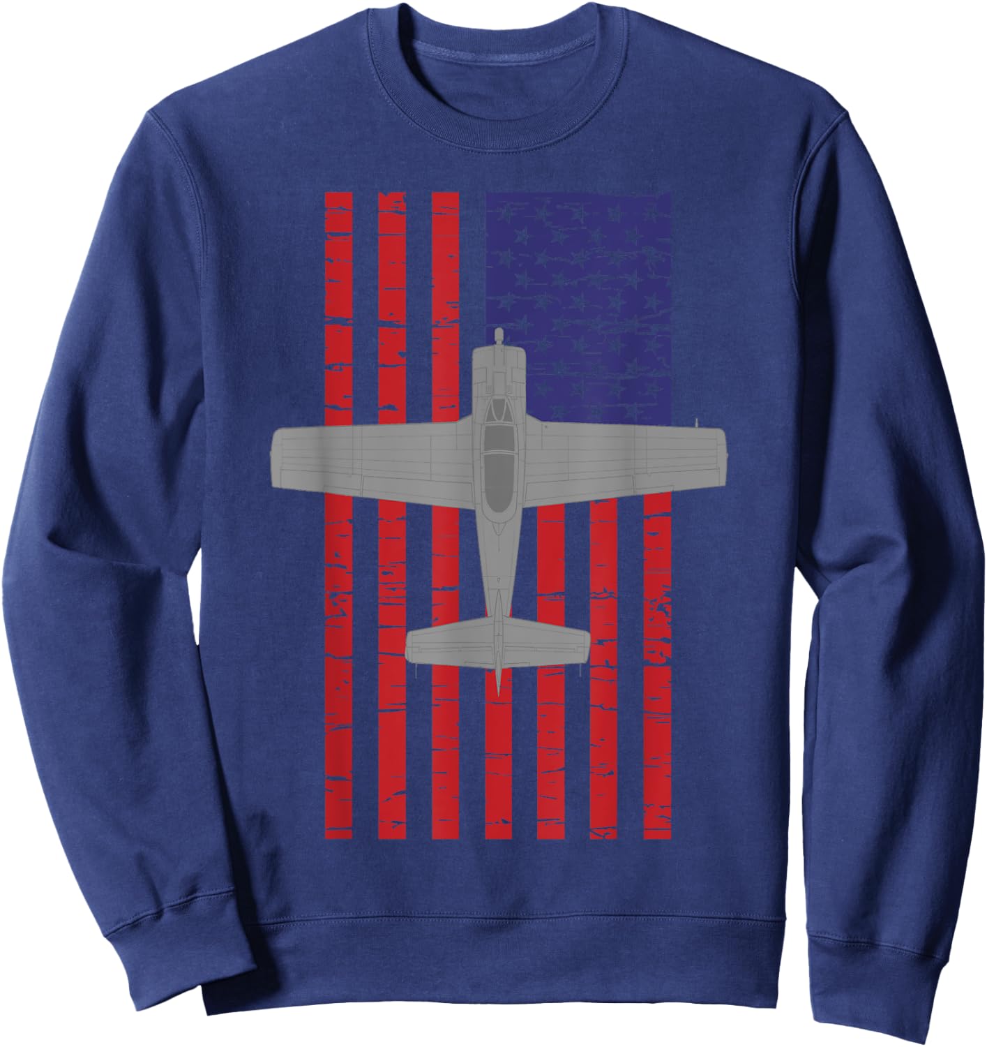 T-28 Trojan Pilot American Flag Plane Sweatshirt - Sweatshirt | Navy