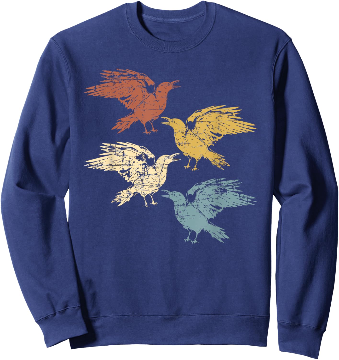 Black Crow Forest Animal Bird Gothic Spooky Retro Raven Sweatshirt - Sweatshirt | Navy