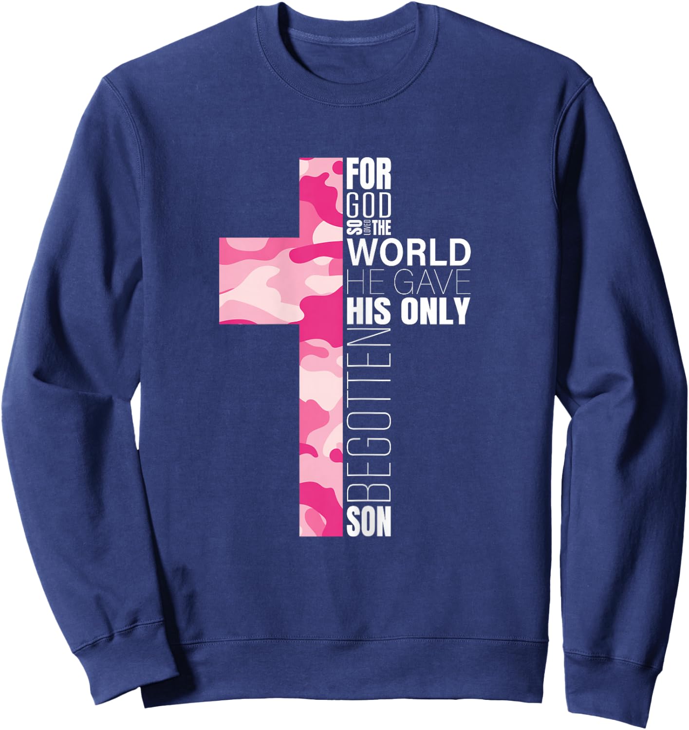 Cute Pink Camo Christian Cross Verse Gifts Women Teen Girls Sweatshirt - Sweatshirt | Navy
