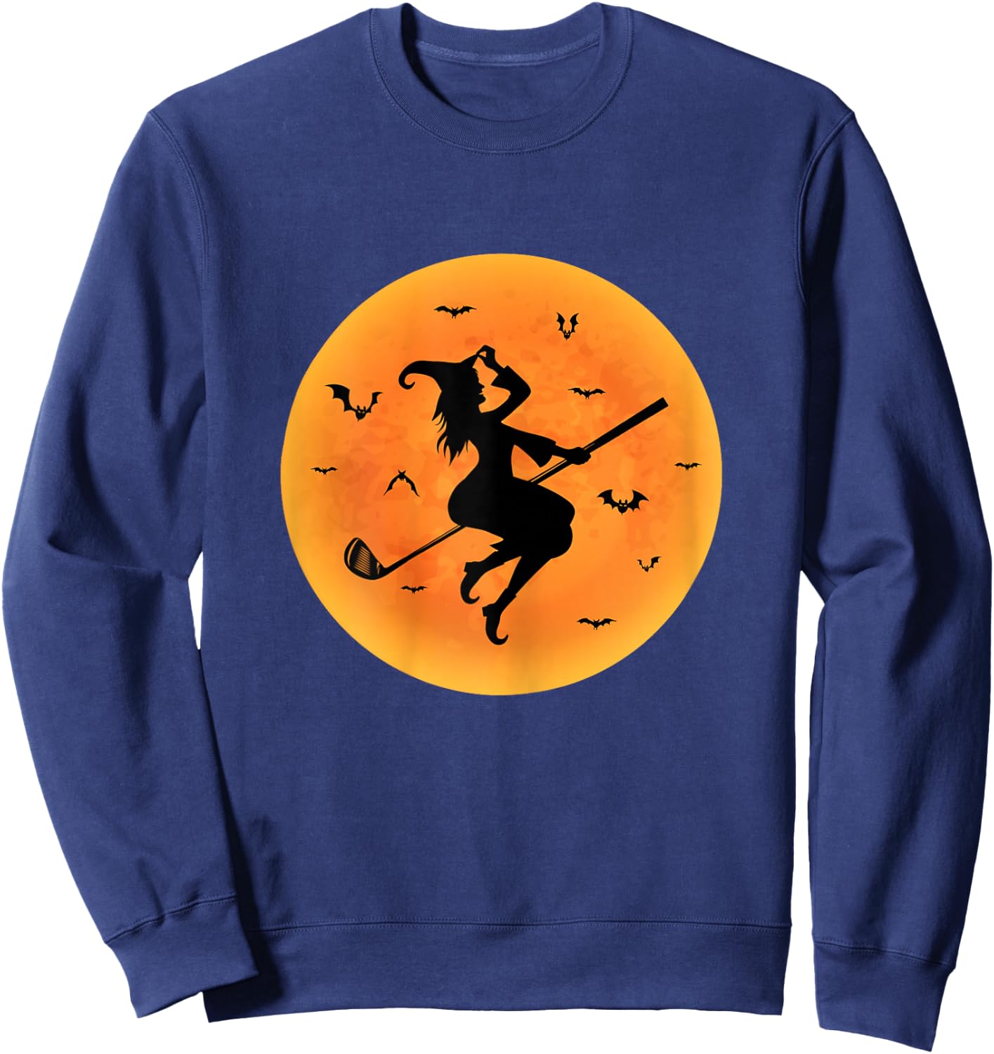 Golf Witch Riding Golf Stick Funny Halloween Golf Player Sweatshirt - Sweatshirt | Navy