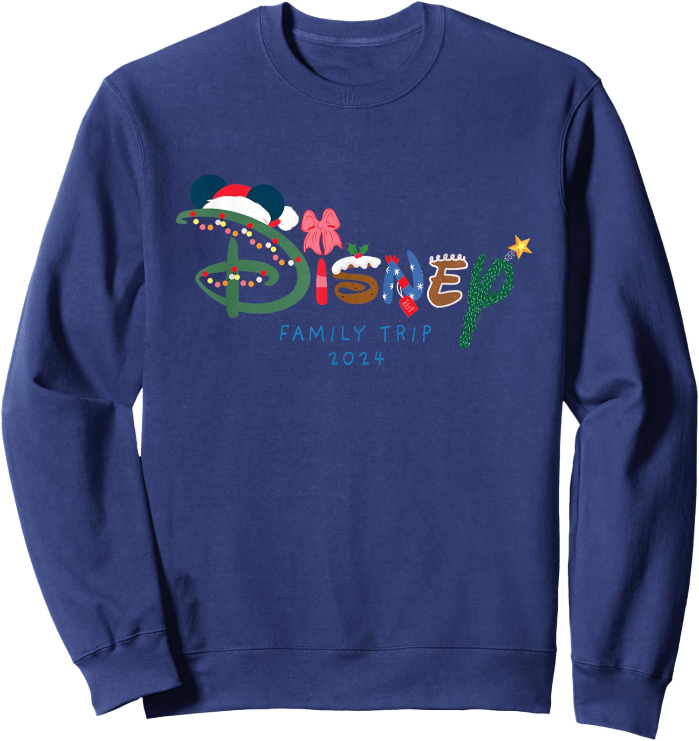 Disney Festive Fill Logo Christmas Holiday Family Trip 2024 Sweatshirt - Sweatshirt | Navy