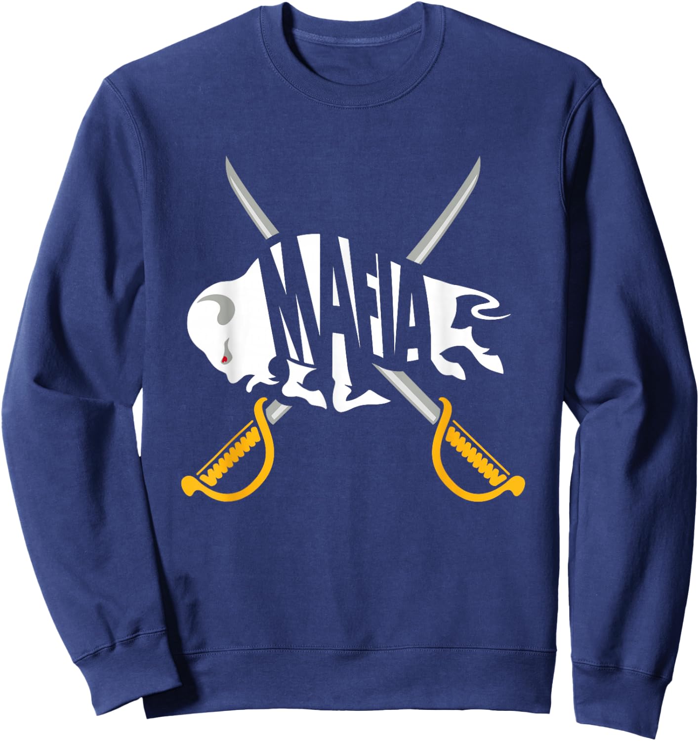 WNY Pride - Gray White Yellow Buffalo Small Sweatshirt - Sweatshirt | Navy