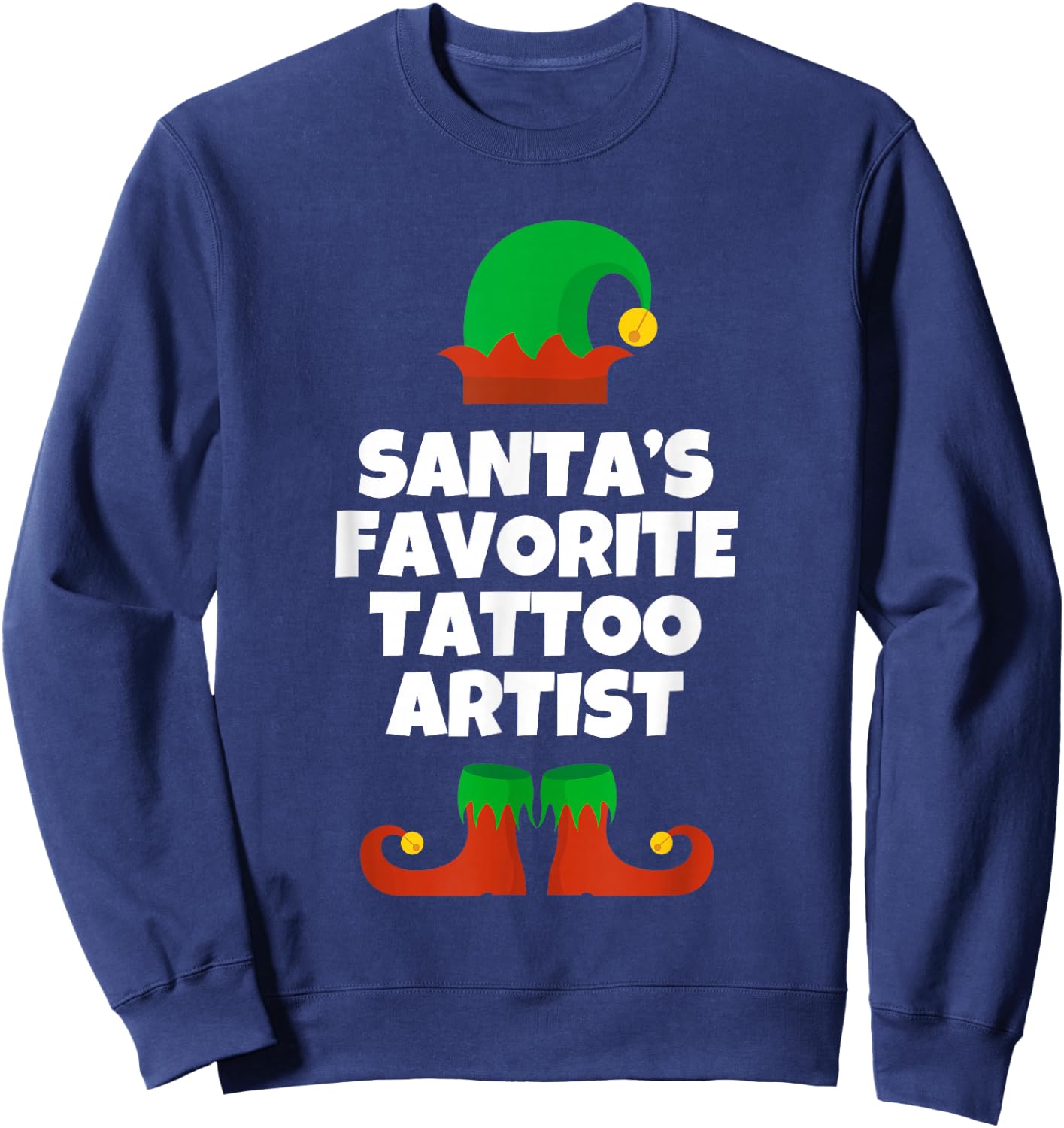 Santas Favorite Tattoo Artist Christmas Funny Pj Tattooist Sweatshirt - Sweatshirt | Navy