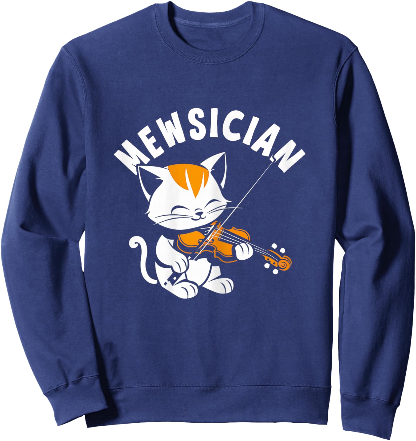 Violin Cat Mewsician Funny Cute Kawaii Cat Violinist Sweatshirt - Sweatshirt | Navy