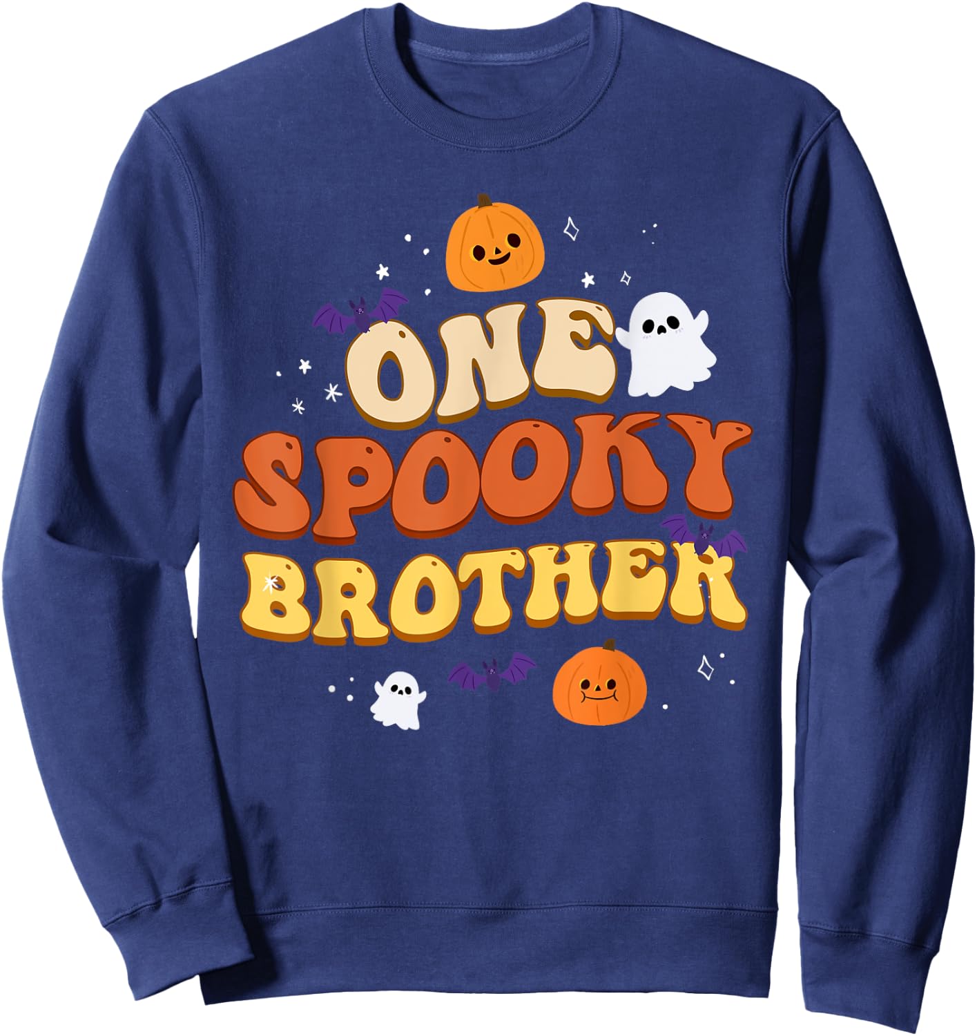 One Spooky Brother Boo Halloween Cute Family Matching Group Sweatshirt - Sweatshirt | Navy