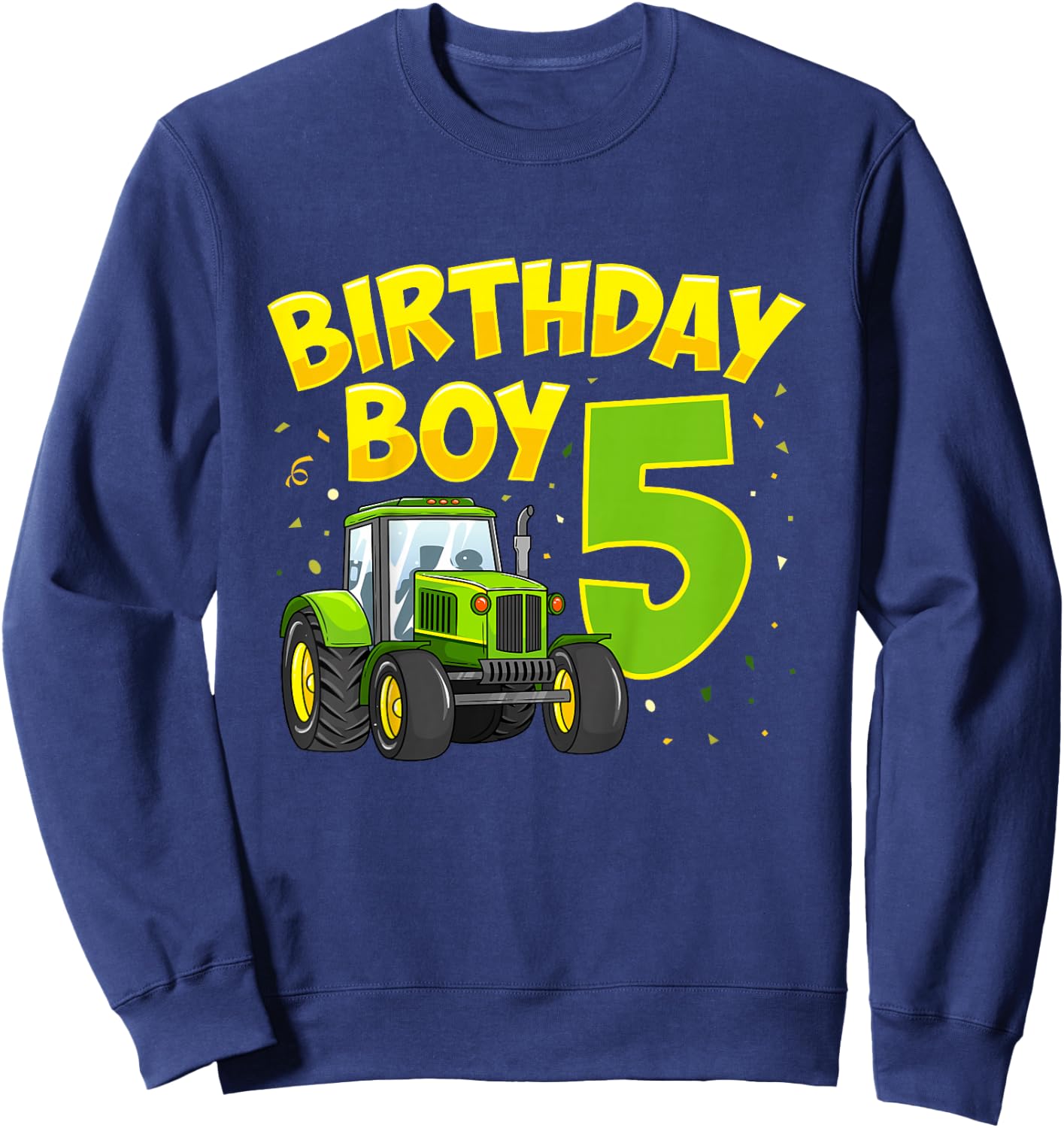5th Birthday Boy 5 Year Old Farm Truck Tractor Party Sweatshirt - Sweatshirt | Navy