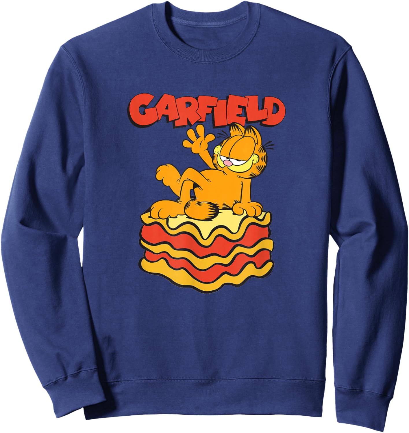 Garfield Lasagna Slice Garfield Pose Sweatshirt - Sweatshirt | Navy