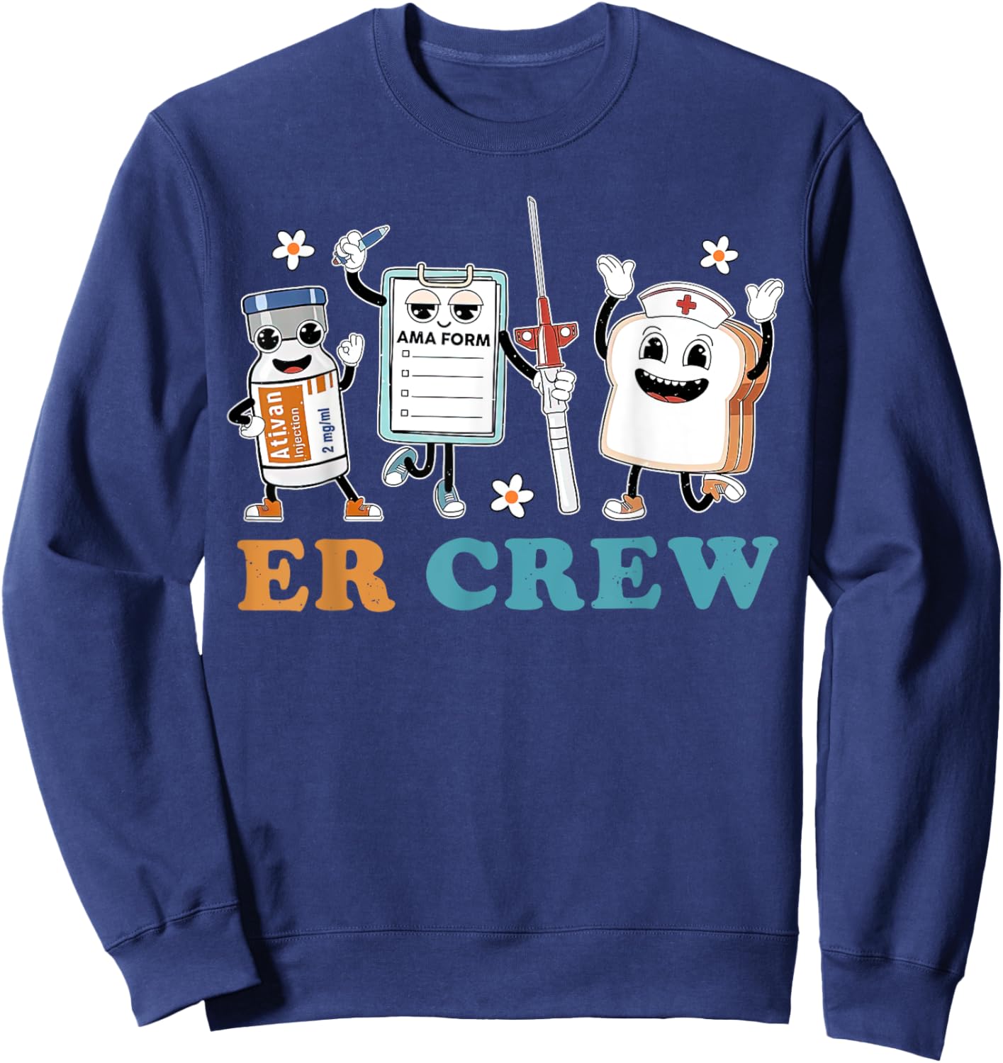 Retro ER Crew Emergency Room Funny ER ED Nurse Tech Sweatshirt - Sweatshirt | Navy