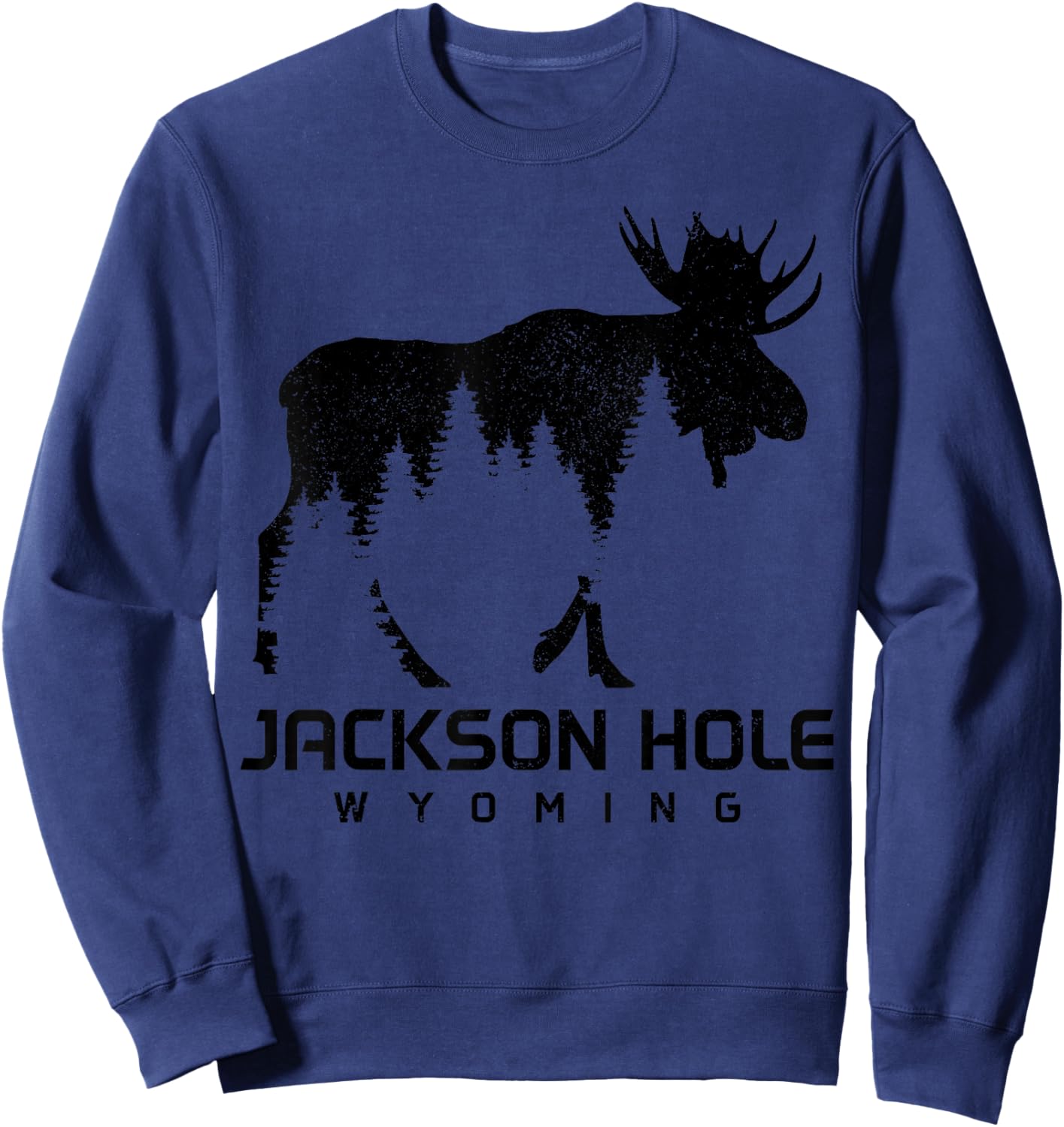 Jackson Hole Wyoming Vintage Moose Souvenir Pride Sweatshirt - Sweatshirt | Navy