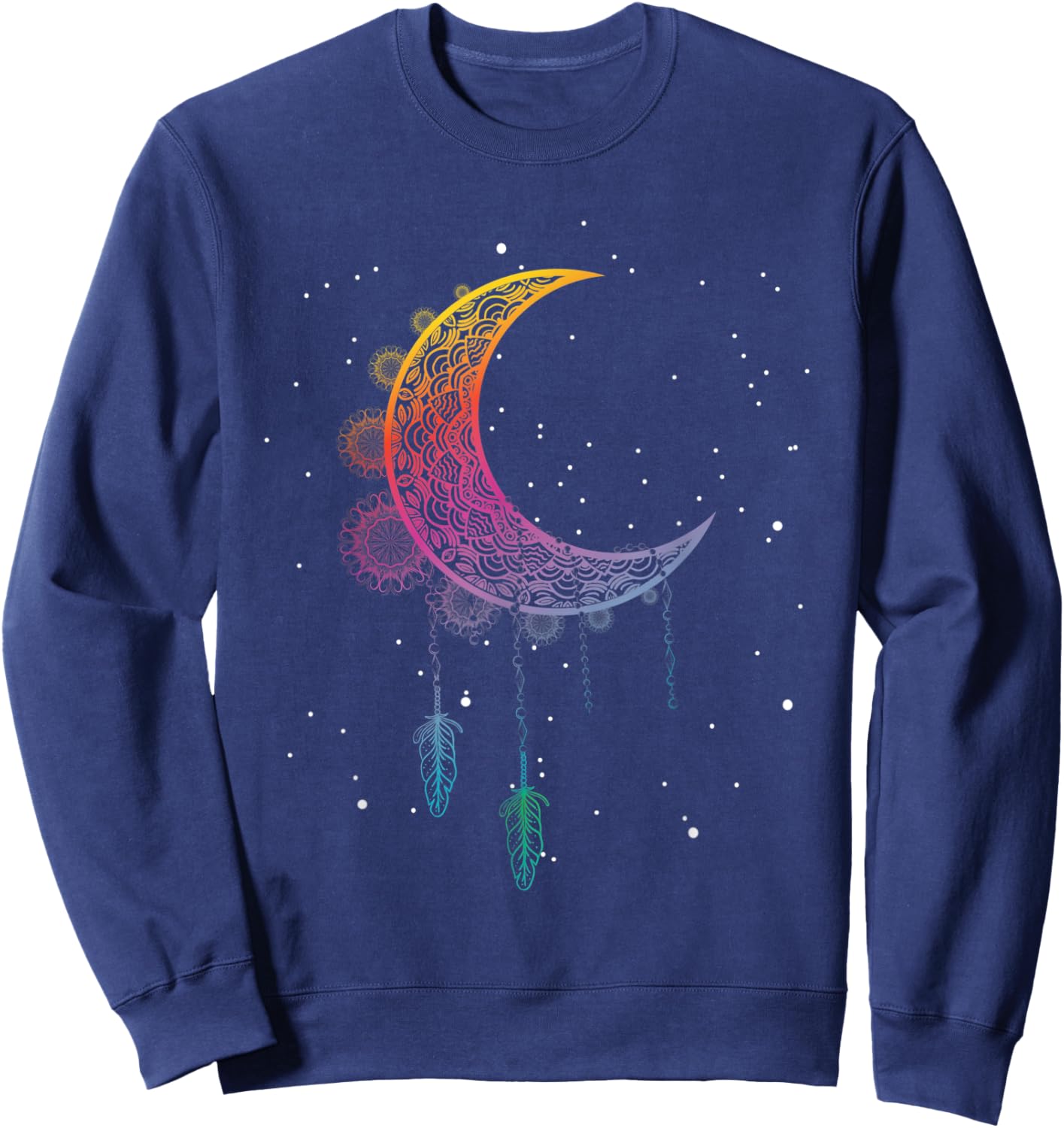 Galaxy Luna Star Boho Stargazer Celestial Body Crescent Moon Sweatshirt - Sweatshirt | Navy