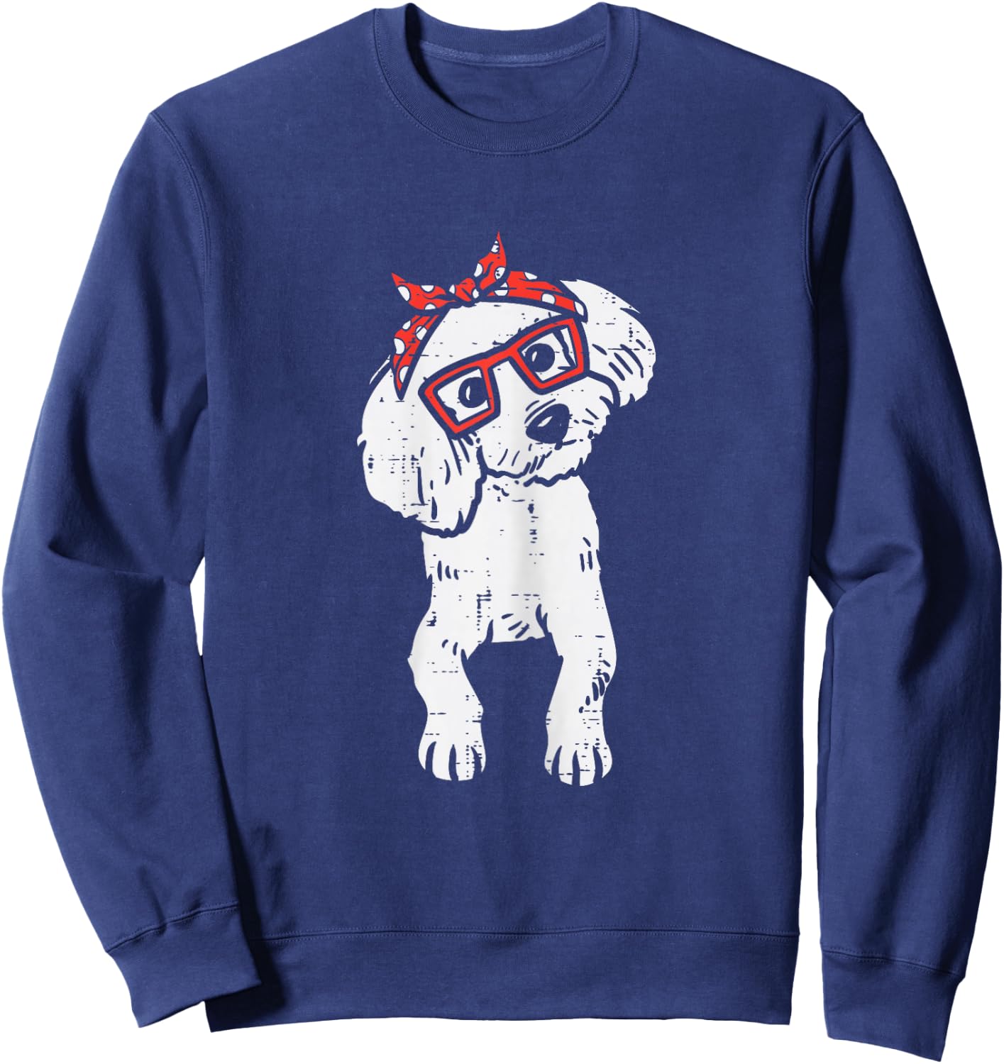 Poodle Polka Dots Bandana Dog Lover Owner Girls Women Gift Sweatshirt - Sweatshirt | Navy