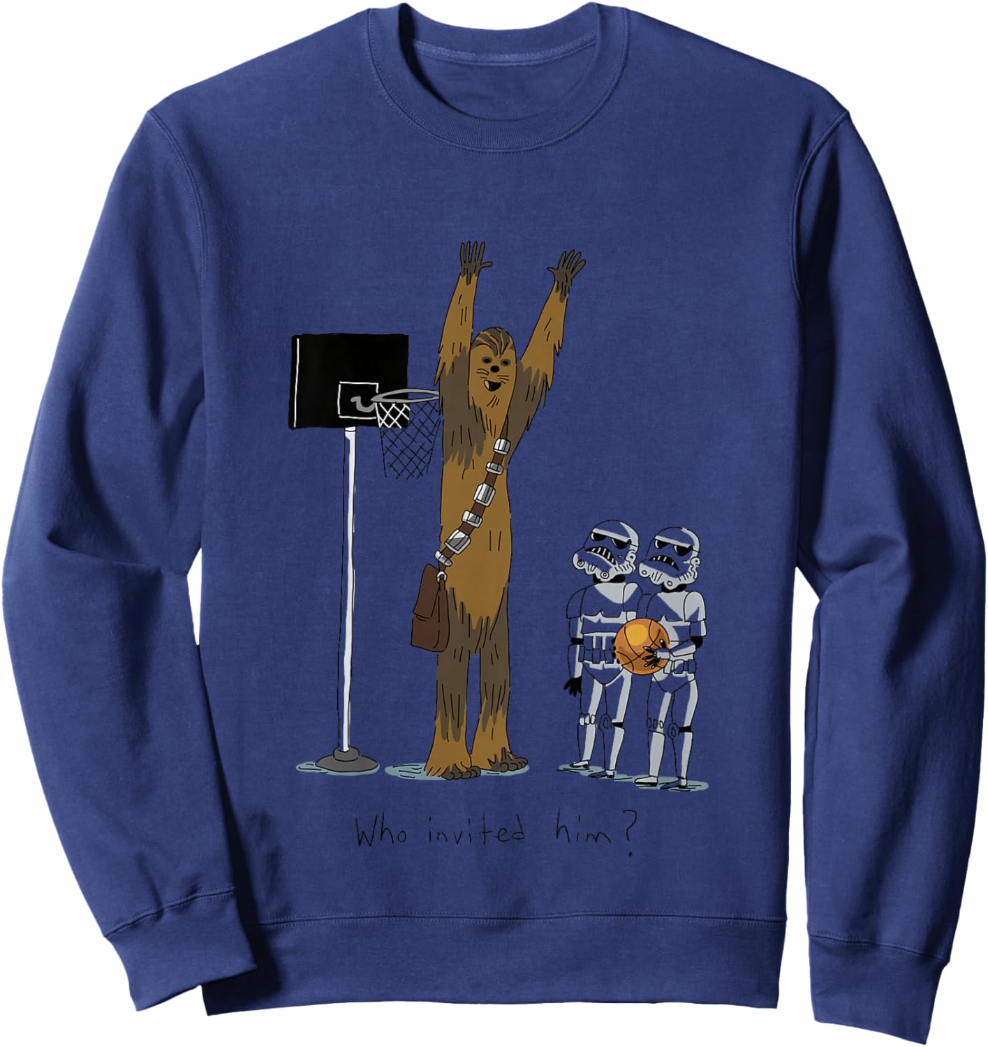 Kids Star Wars Classic Chewbacca Basketball Who Invited Him? Sweatshirt - Sweatshirt | Navy
