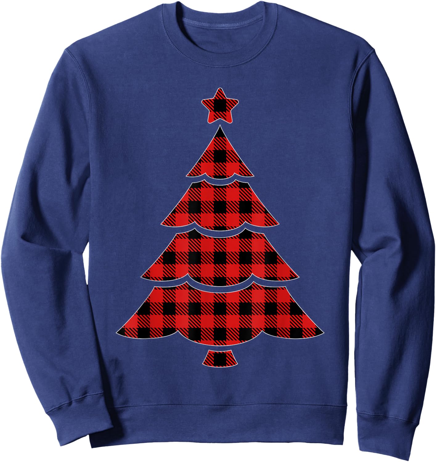 Christmas Red & Black Buffalo Plaid Tree Sweatshirt - Sweatshirt | Navy