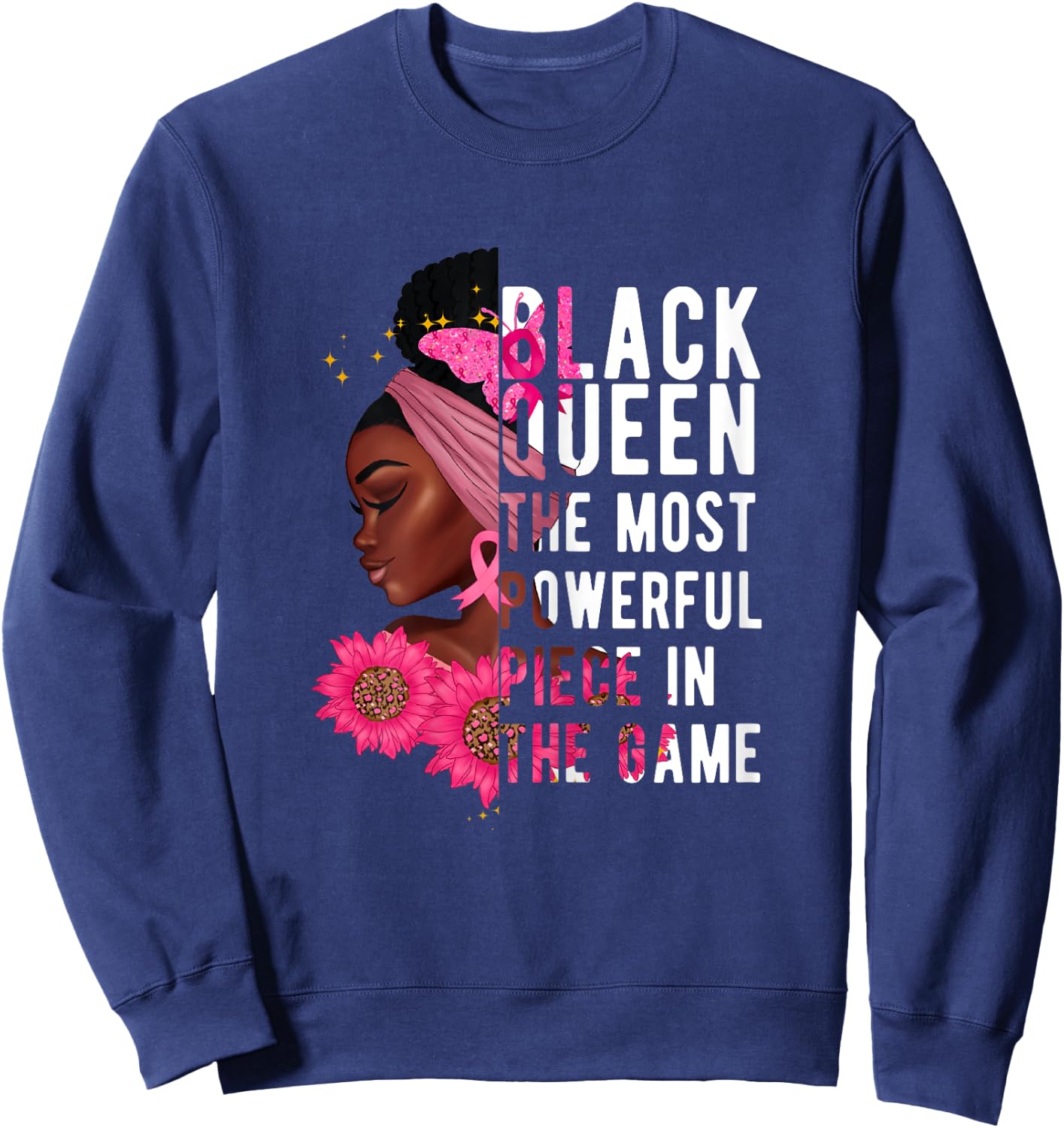 Black Queen The Most Powerful Piece In The Game Afro Women Sweatshirt - Sweatshirt | Navy