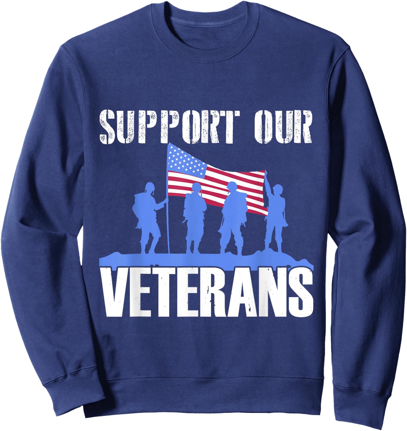 American Flag Support our Veterans Sweatshirt - Sweatshirt | Navy