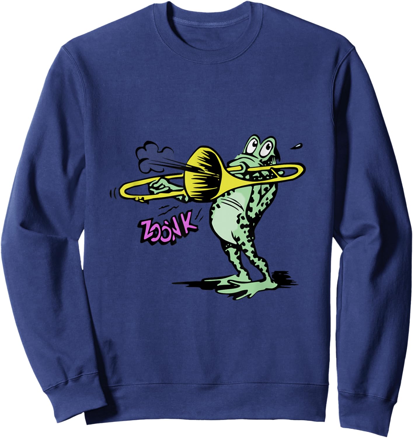 Frog Playing Trombone Sweatshirt - Sweatshirt | Navy