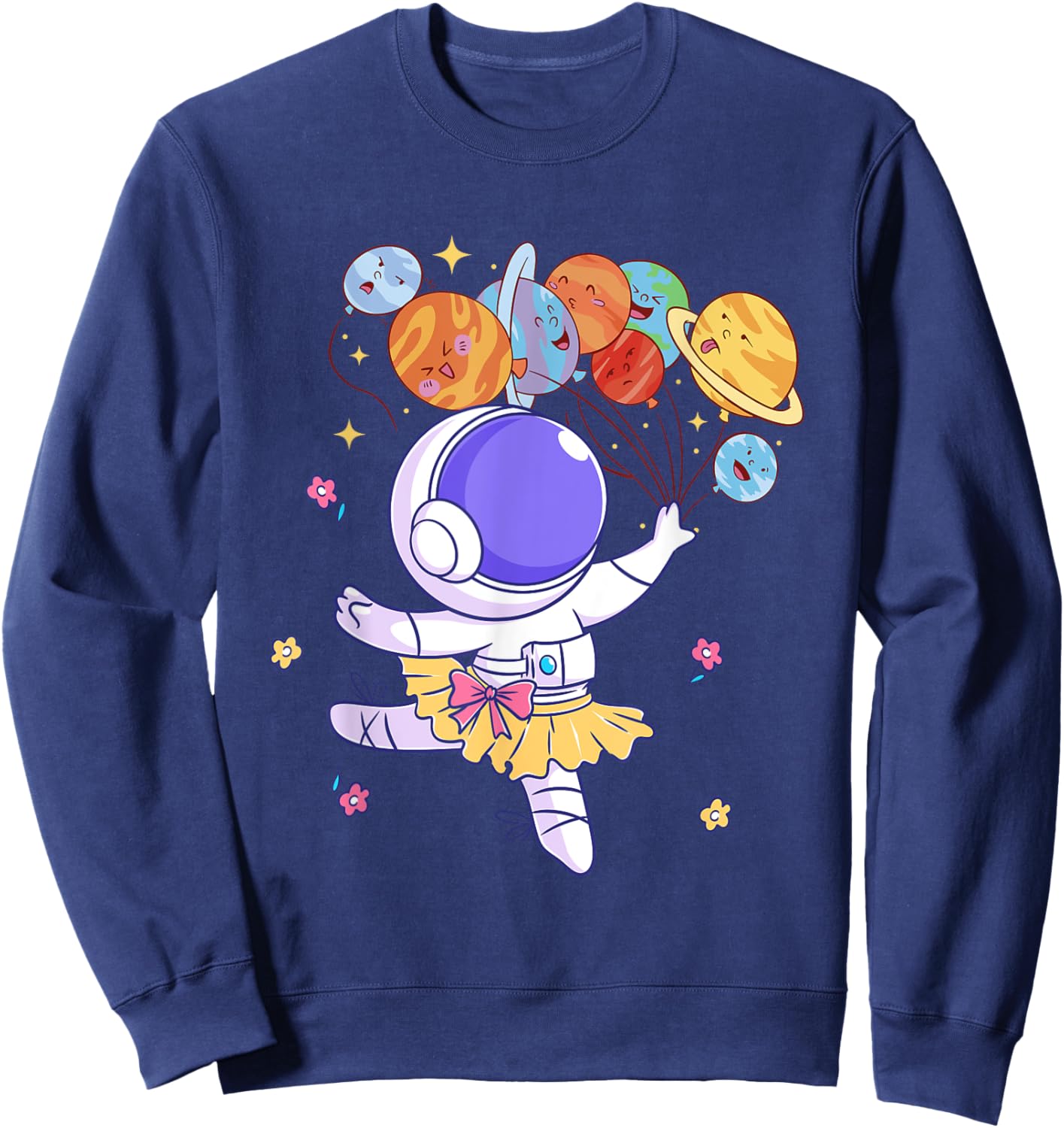 Ballerina Girl Cute Space Astronaut Costume Planet Balloons Sweatshirt - Sweatshirt | Navy